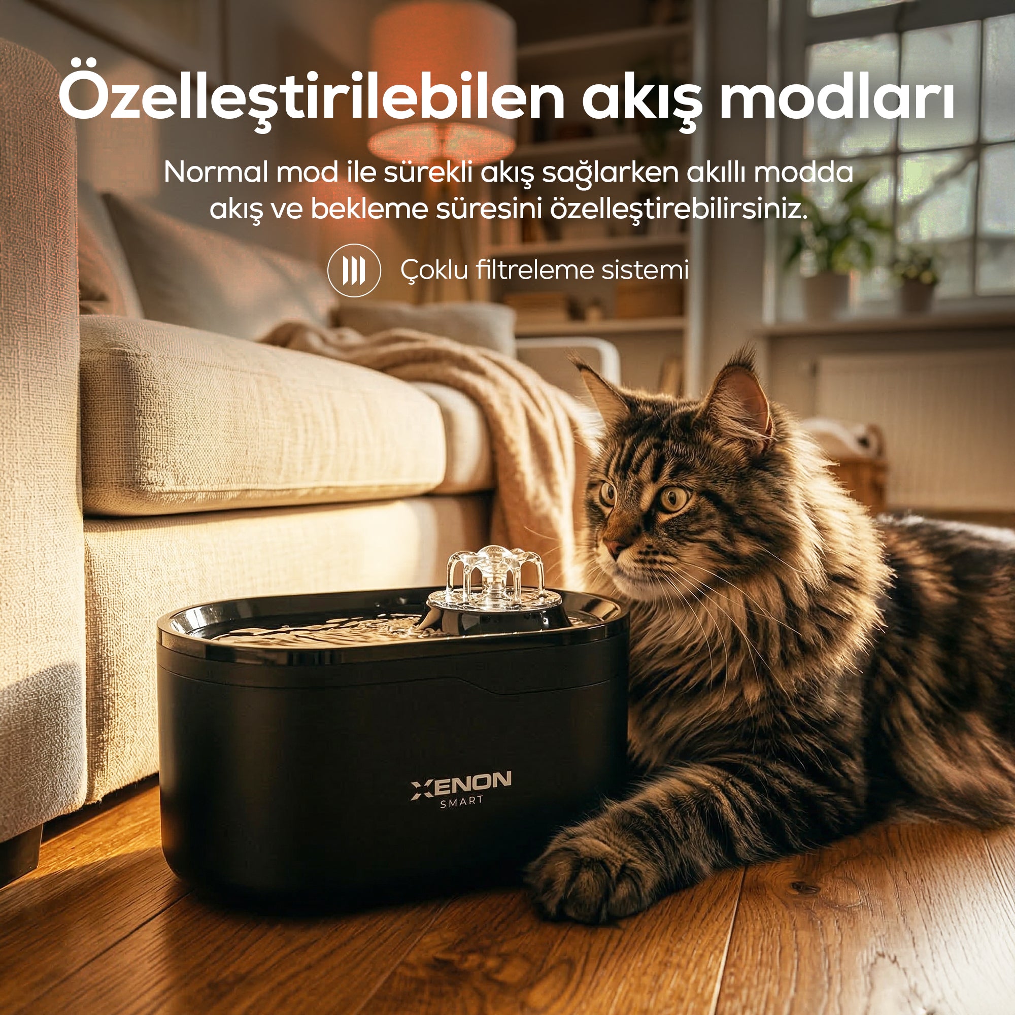 Akıllı Otomatik Mama Kabı Çift Hazneli 4L, Su Pınarı 2.8L Siyah 2'li Set