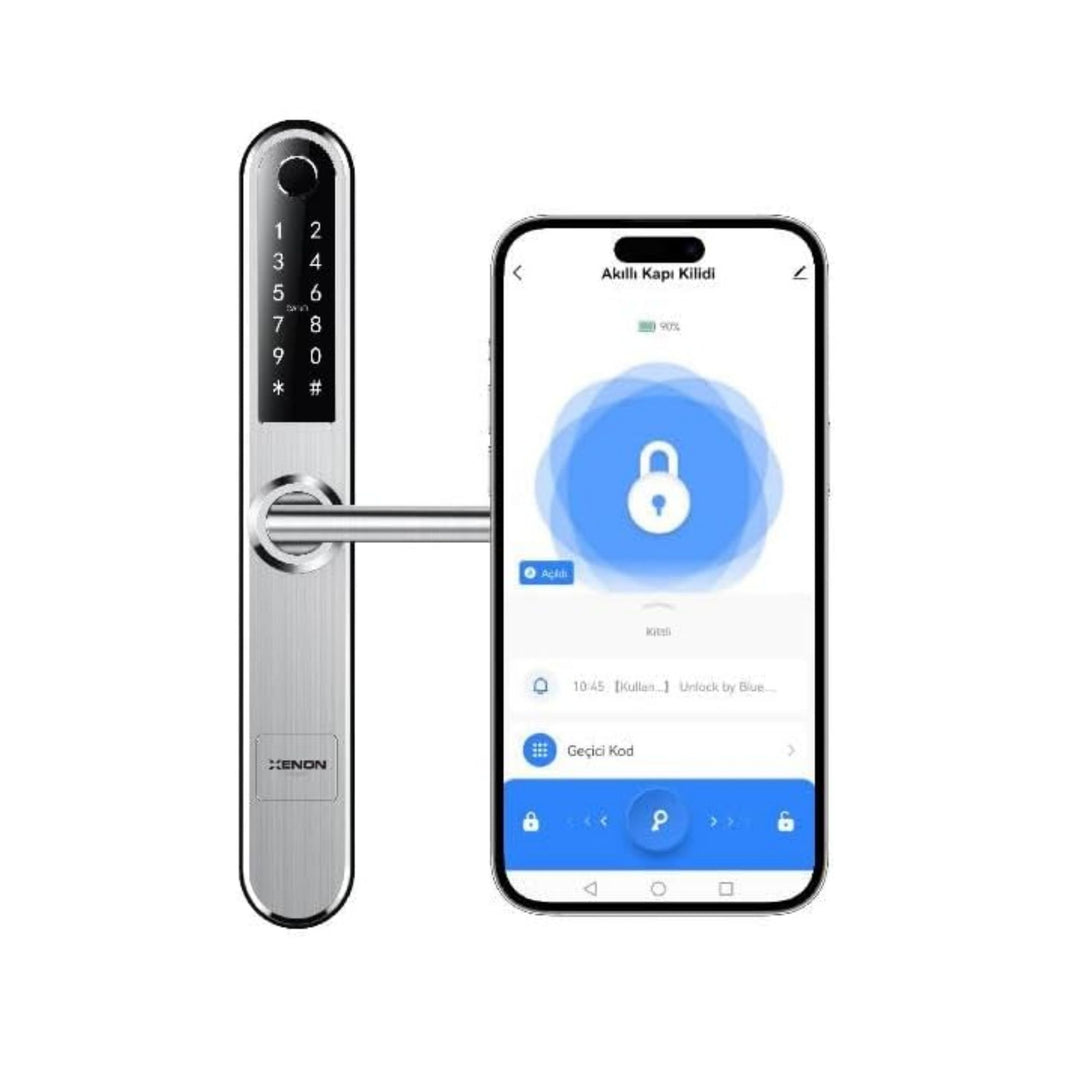 Akıllı Kapı Kilidi | Parmak İzli, Şifreli, Bluetooth Gateway Uyumlu, Paslanmaz Çelik Gövde (X8057)