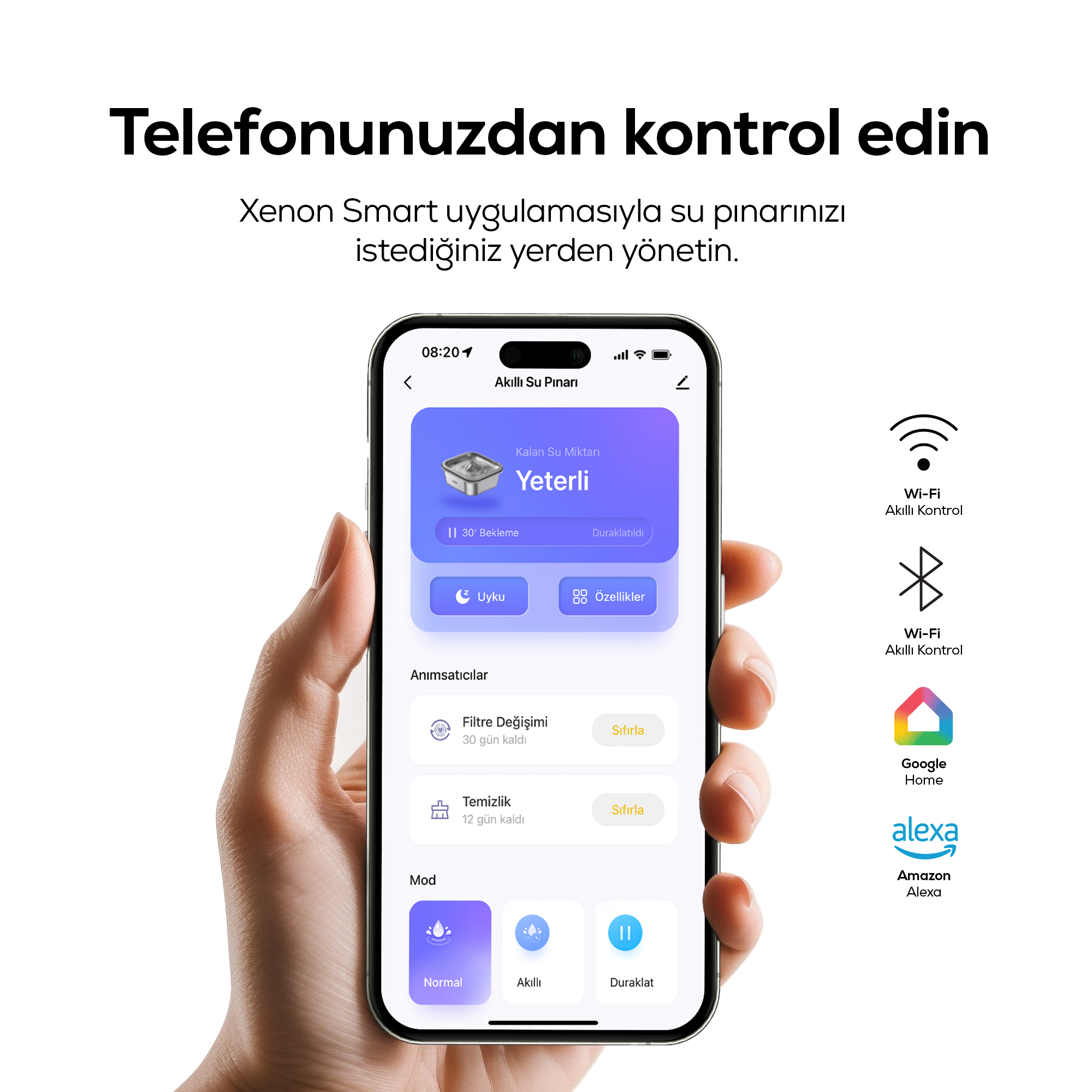 Kedi Su Pınarı | Çelik, Akıllı, 3L, Ultra Sessiz, Mobil Kontrol Destekli, Kedi Çeşmesi (X8651)