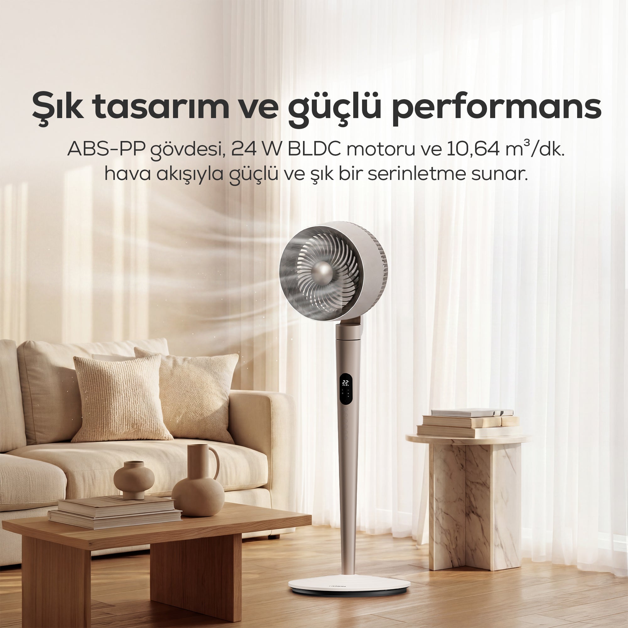 Ayaklı Vantilatör Air Pro | Akıllı, Sıcaklık Sensörlü, 3D Salınım, Işıklı (X7432)
