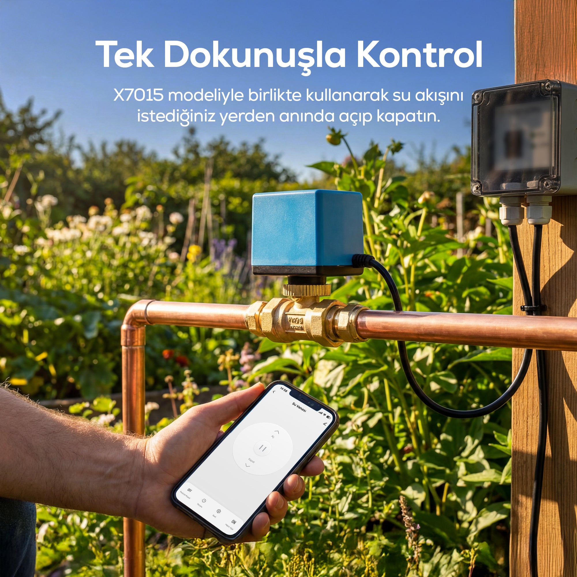 Akıllı Bahçe Sulama Vana Seti | Wi-Fi Mobil Kontrol, Periyodik Sulama, Dijital Su Yönetimi