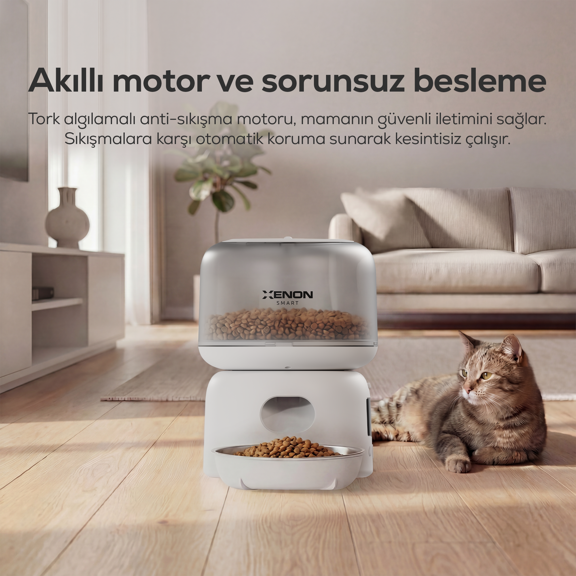 Otomatik Mama Kabı | 3L, Mobil Kontrol, Paslanmaz Çelik Kase, Çift Güç Desteği (X8613)