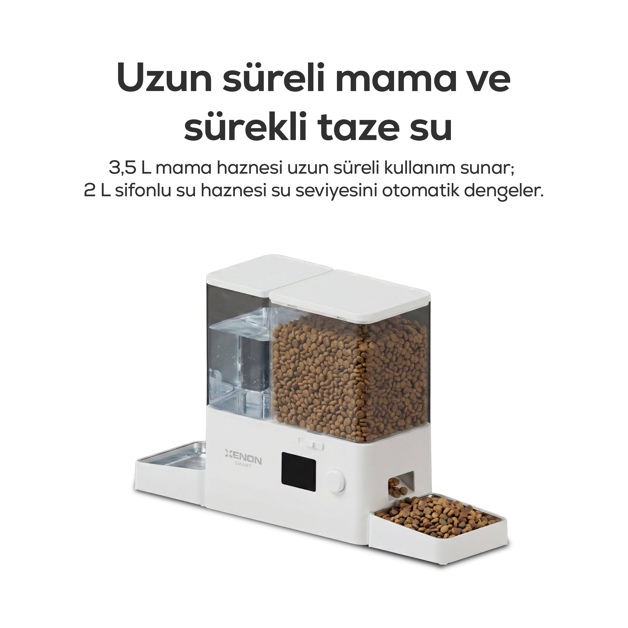 Otomatik Mama ve Su Kabı | Akıllı 2 in 1 Besleyici, WiFi, Çelik