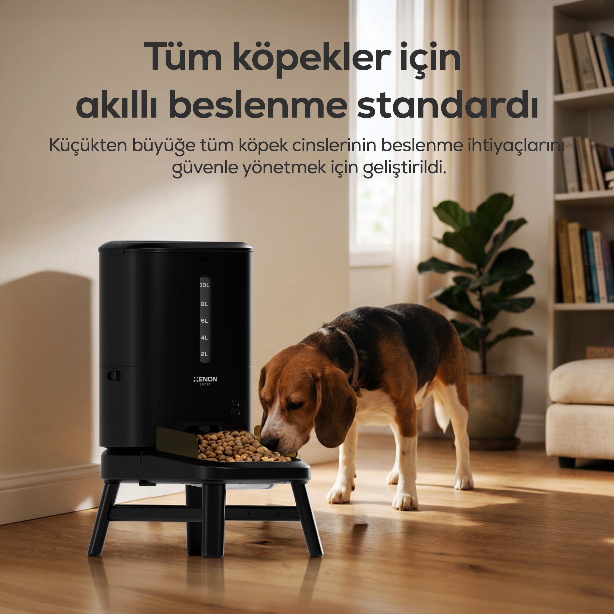 Köpek Mama Kabı | Akıllı, 15L, Mobil Kontrol, Büyük Taneli Mama Uyumlu, Yükseklik Ayarlı (X8630)