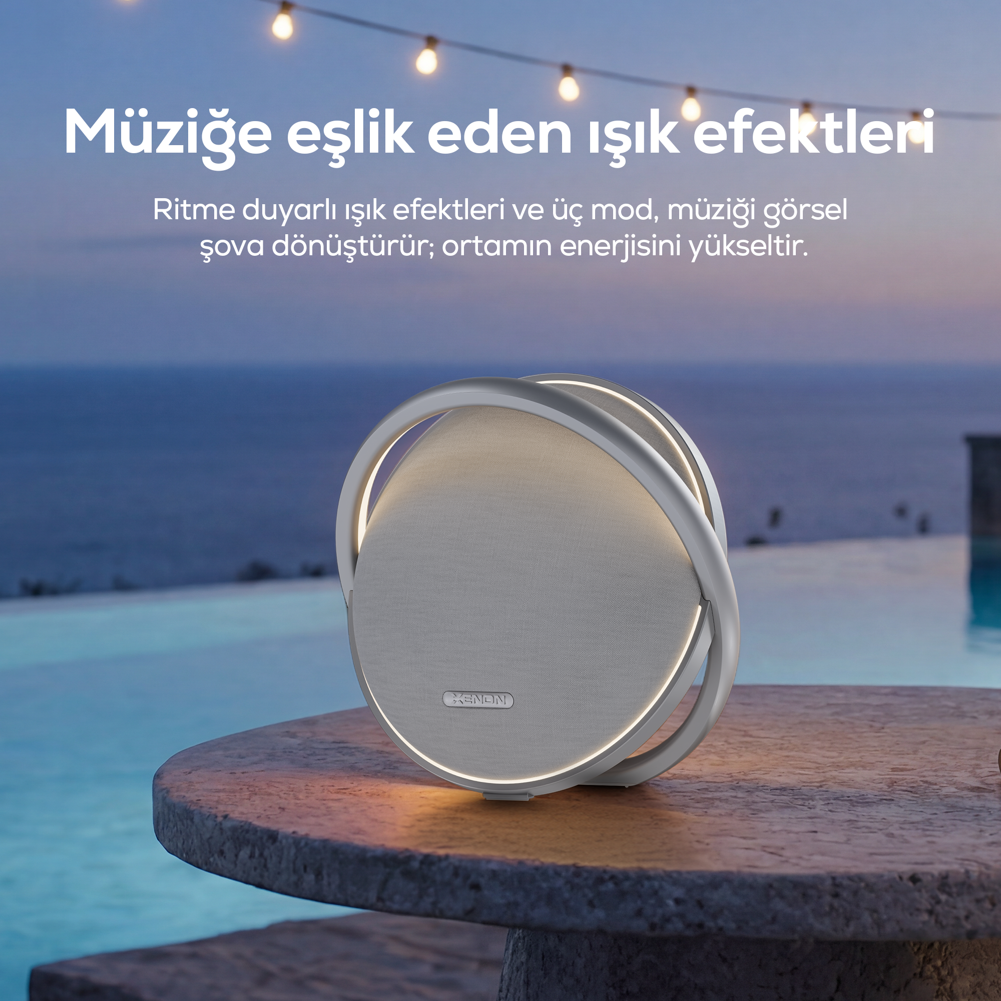 Aura Bluetooth Hoparlör | 80W RMS, 12000 mAh, Işıklı, TWS, IPX4 (X6710)