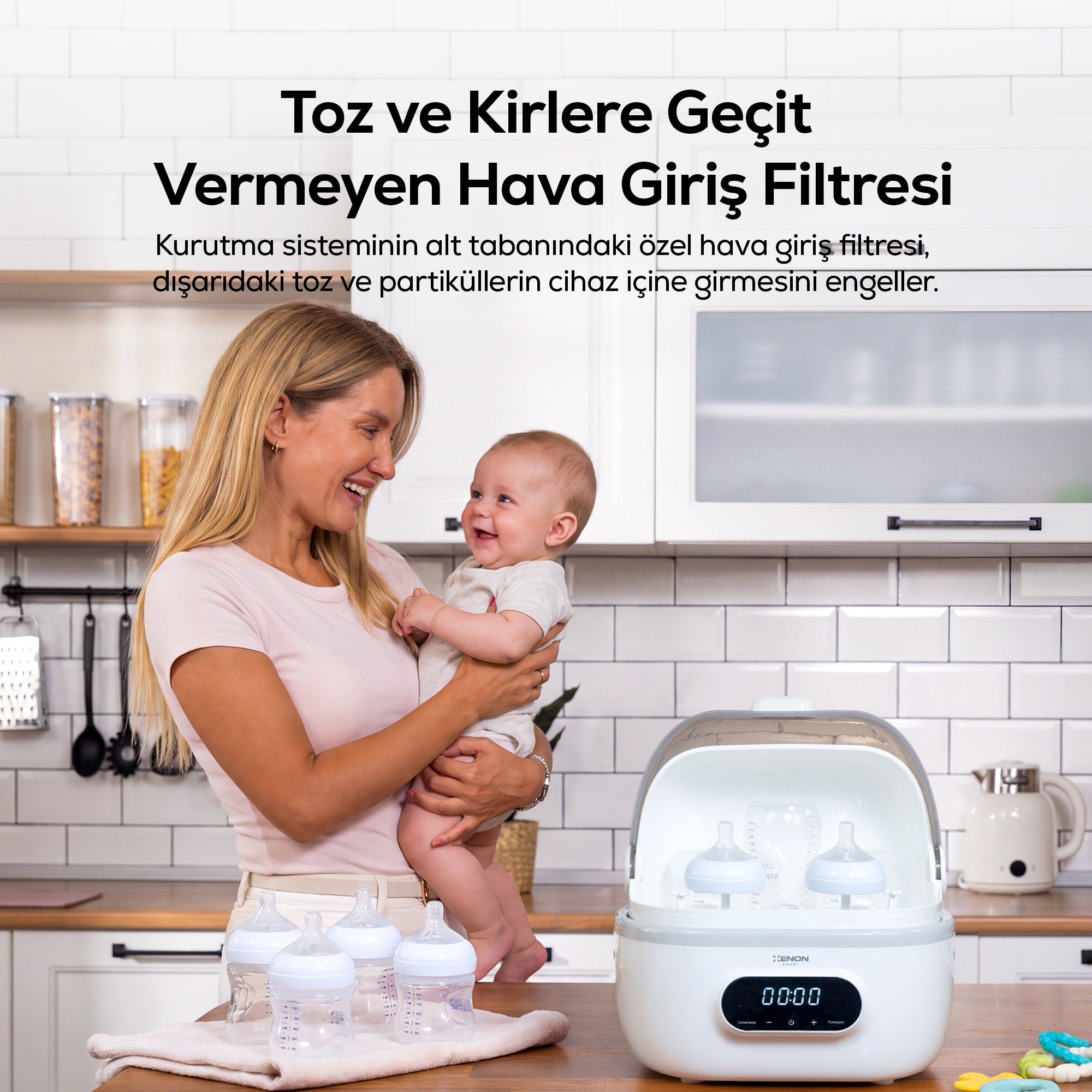 Çok Fonksiyonlu Biberon Sterilizatörü ve Kurutucu – Buharlı, Mama Isıtıcılı, Wi-Fi Akıllı Kontrol (X1001)
