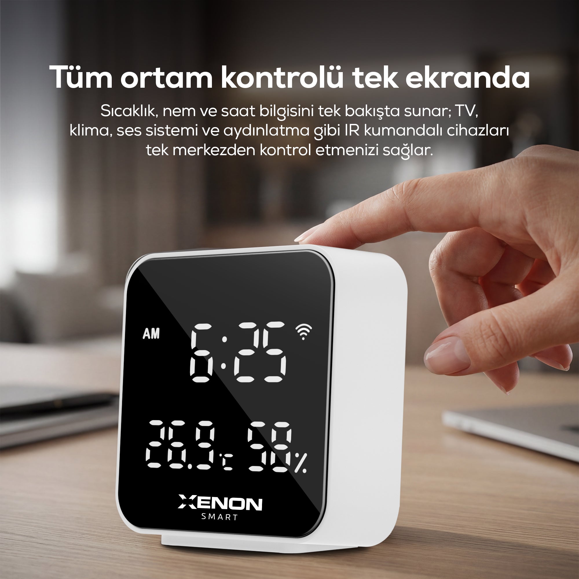 Dijital Termometre (Monitörlü) & Akıllı Kumanda IR | WiFi, Saatli, Klima TV Kontrolü (X7511)