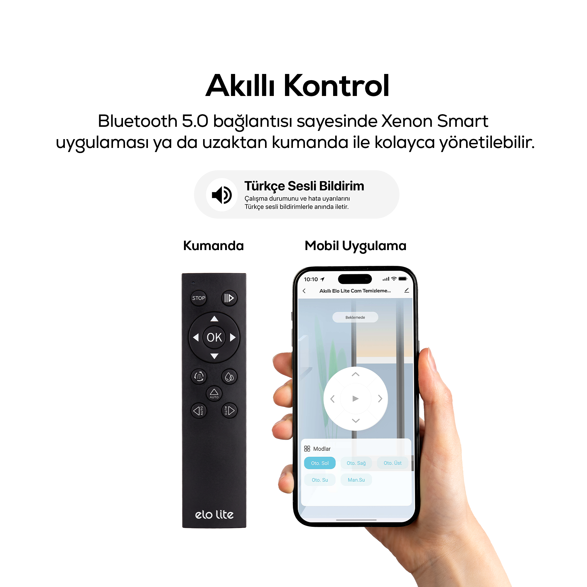 Elo Lite Cam Silme Robotu | Çift Su Püskürtme, 2800 Pa, WiFi, Mobil Kontrol, Kumandalı (X8680)