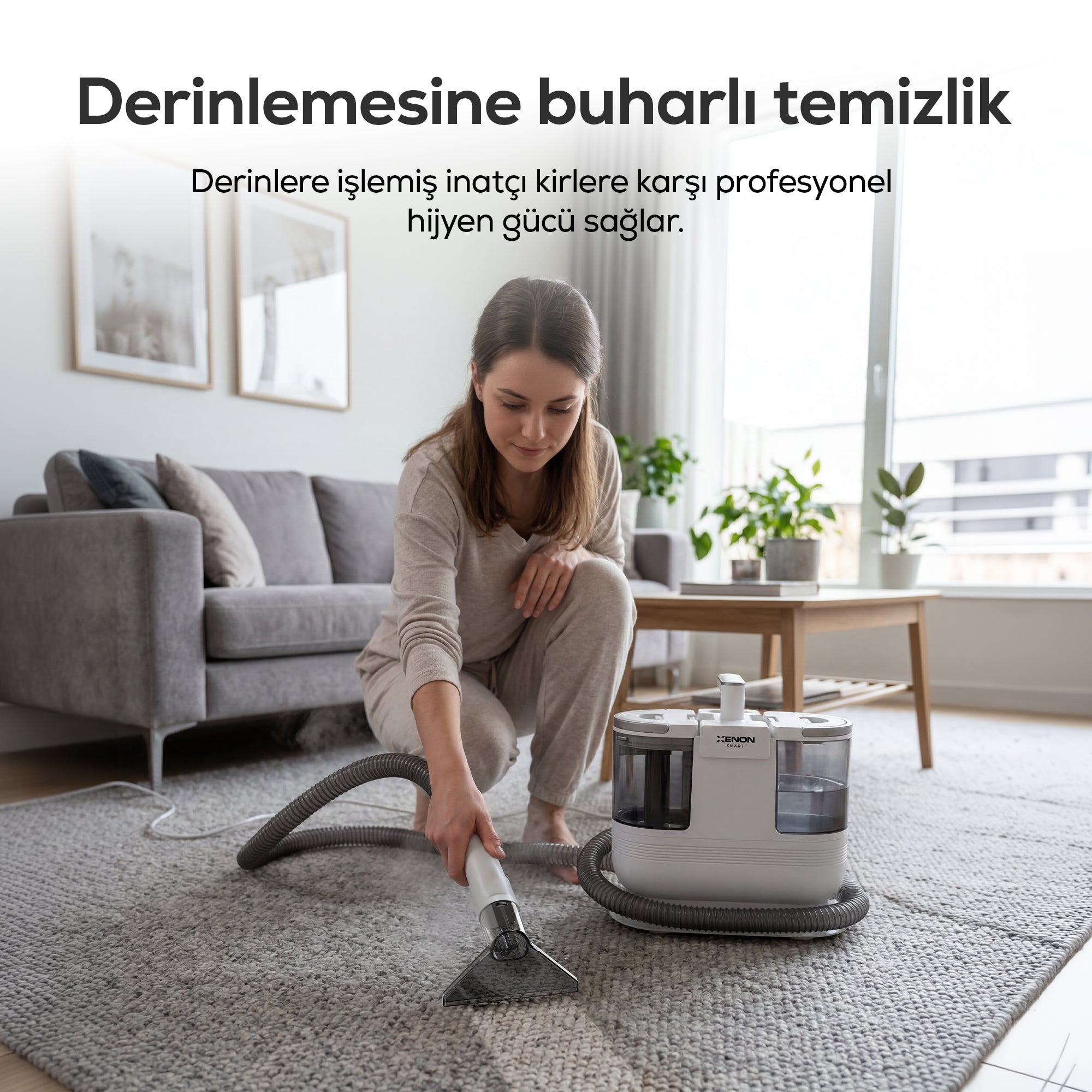 Buharlı Halı Yıkama & Koltuk Temizleme Makinesi 1700W | 16kPa Vakum, Buhar, Sıcak Su, Turbo (X6161)