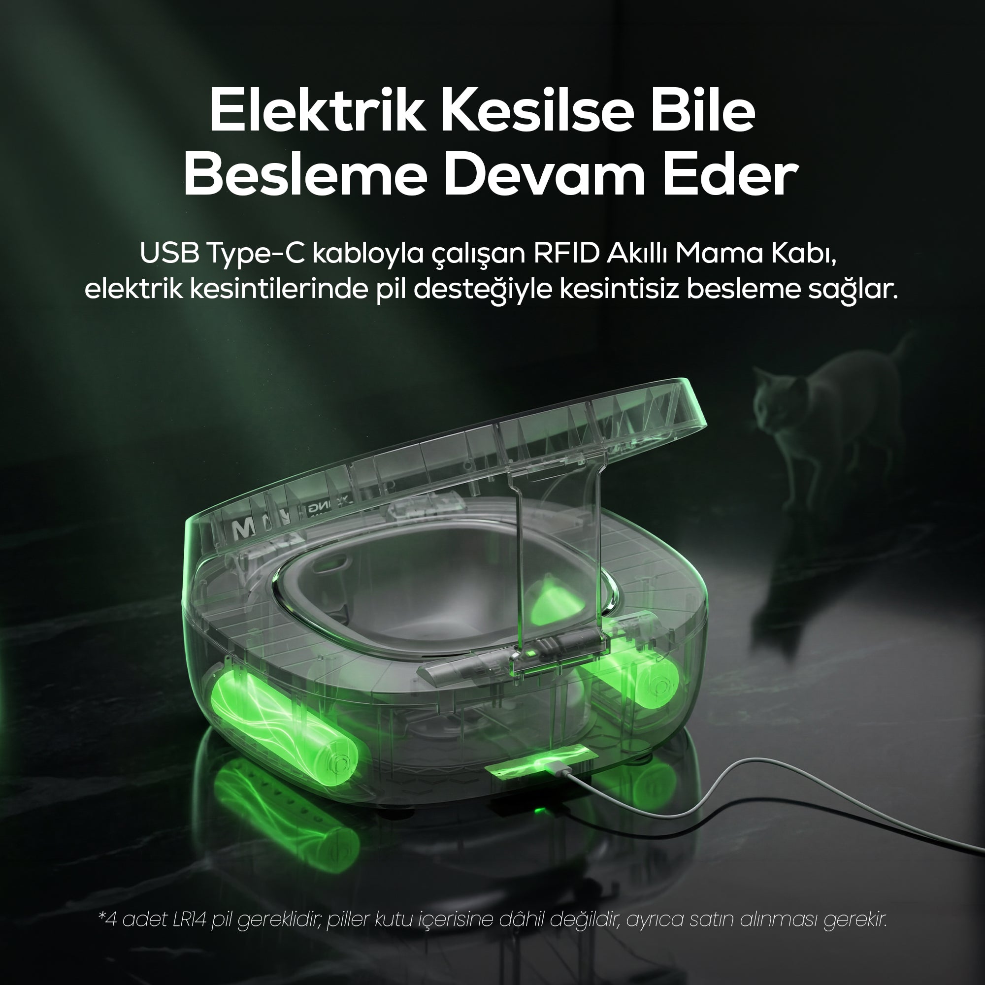 Akıllı Mama Kabı | RFID, Mobil Kontrol, 400ml Kase, 3 Modlu, Kedi Köpek Uyumlu (X8607)