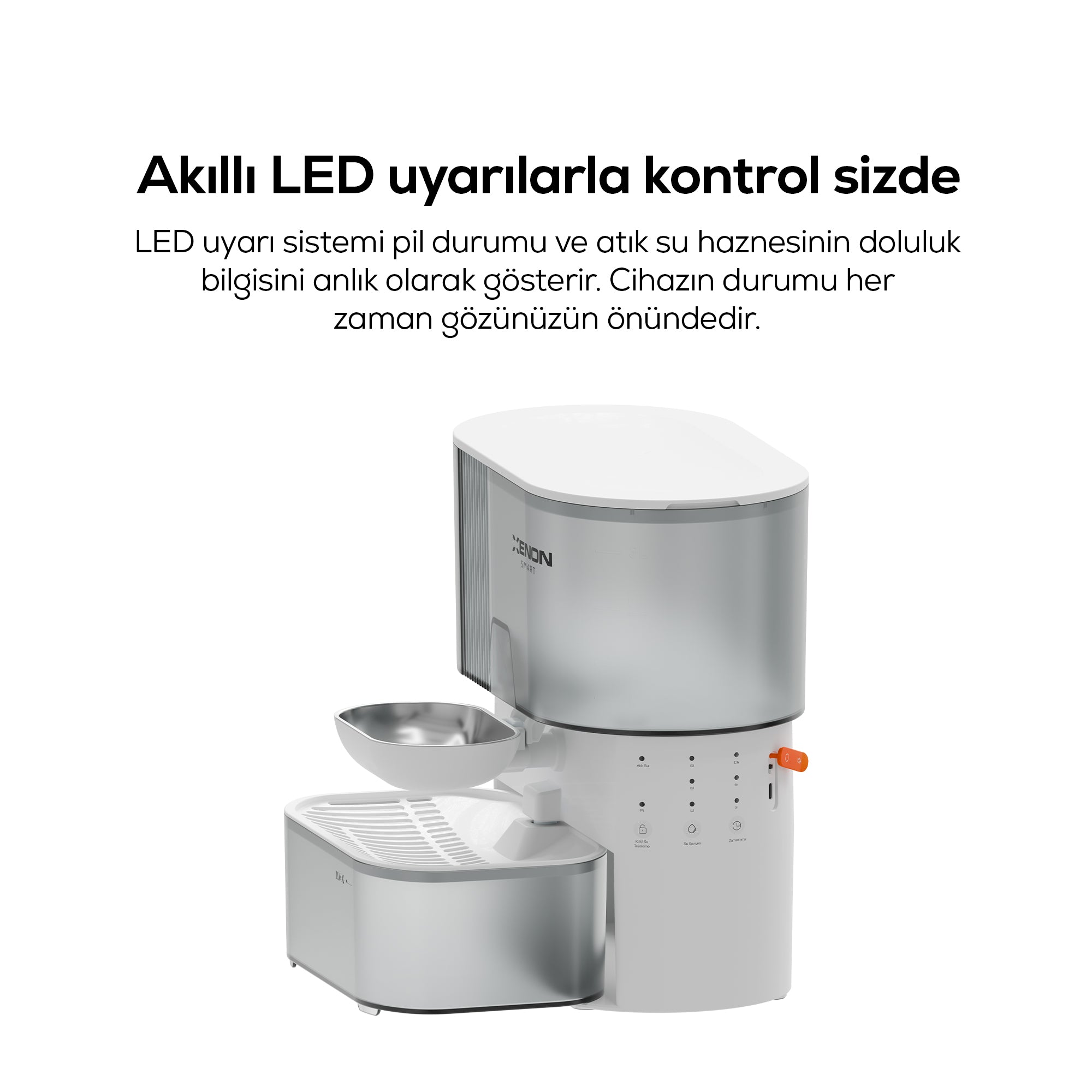 Kedi Su Pınarı | Otomatik, 3L, 2000 mAh, Taze Su Döngüsü, Çelik Kase (X8659)