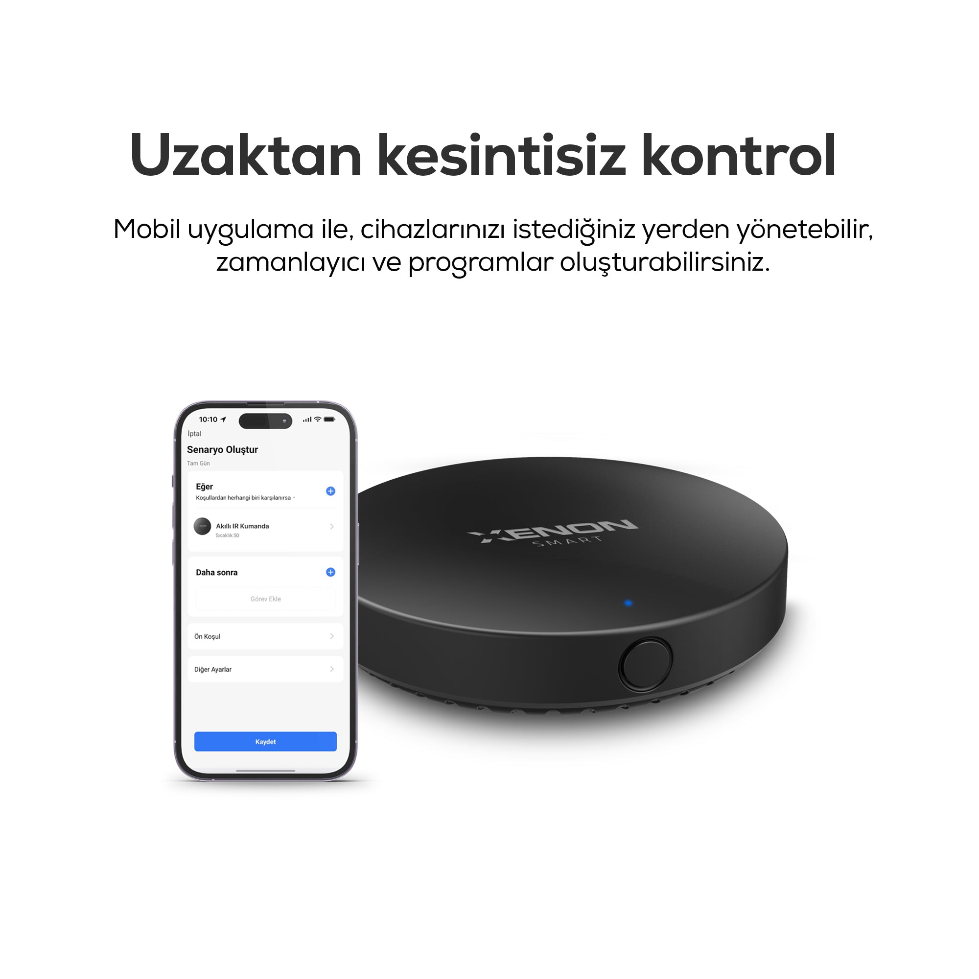 Akıllı Kumanda IR | Sıcaklık Nem Sensörü, 360° WiFi Klima TV Kontrolü, 12m Menzil, DIY (X7410)