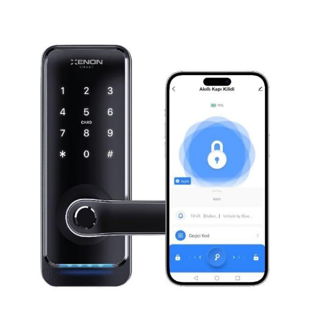 Akıllı Kapı Kilidi | Parmak İzli, Şifreli, Bluetooth Gateway Uyumlu, Siyah (X8056)