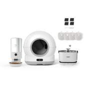 Akıllı Kameralı Kedi Tuvaleti, Çelik Mama Kabı ve Akıllı Bataryalı Su Pınarı 4'lü Pet Ürünleri Seti