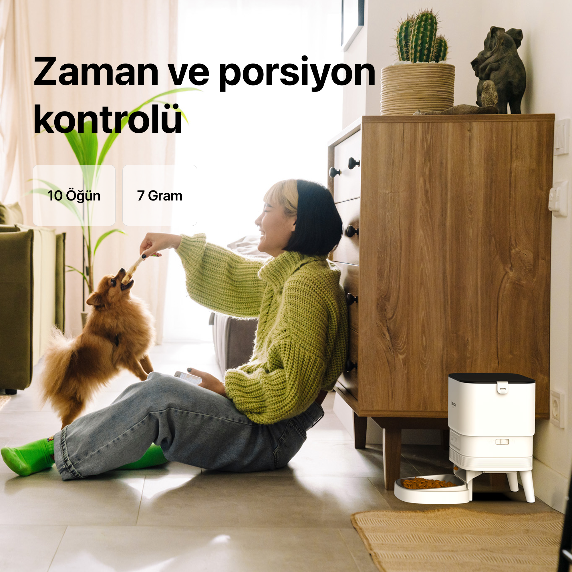 Akıllı Mama Kabı, Akıllı Bataryalı Su Pınarı ve Filtre 3'lü Pet Seti