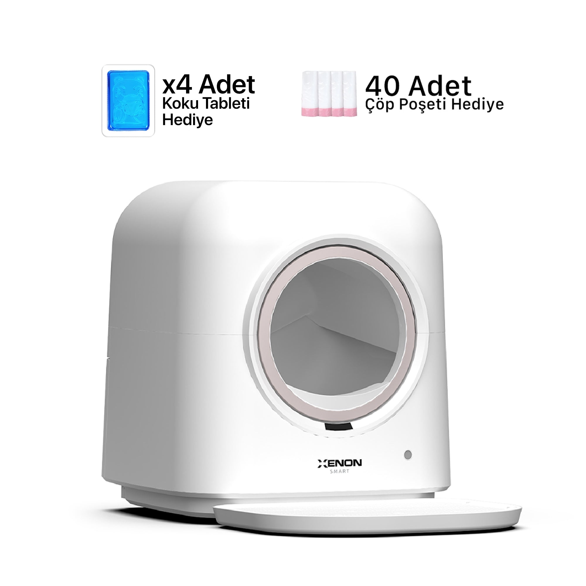 Akıllı Kedi Tuvaleti, Çift Kaseli Mama Kabı ve Çelik Su Pınarı 4'lü Pet Ürünleri Seti