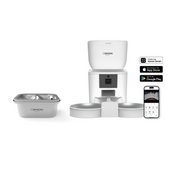 Otomatik Mama Kabı (Çift Kaseli) ve Kedi Su Pınarı (Çelik) | 2'li Set, Wifi, Mobil Kontrol