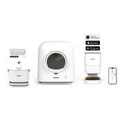 Akıllı Kedi Tuvaleti, Mama Kabı ve Bataryalı Çelik Su Pınarı 4'lü Pet Seti