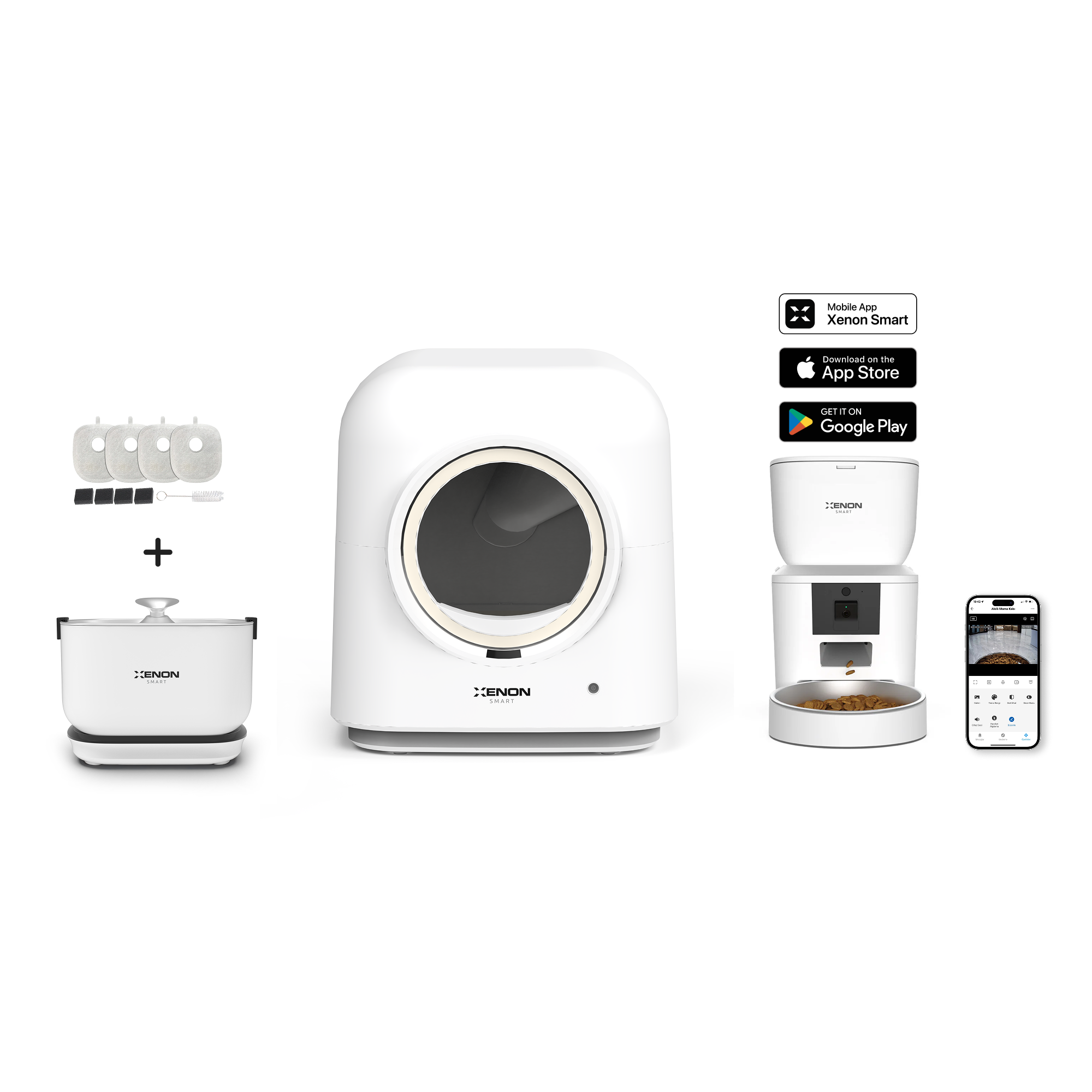 Akıllı Kedi Tuvaleti, Mama Kabı ve Bataryalı Su Pınarı 4'lü Pet Seti