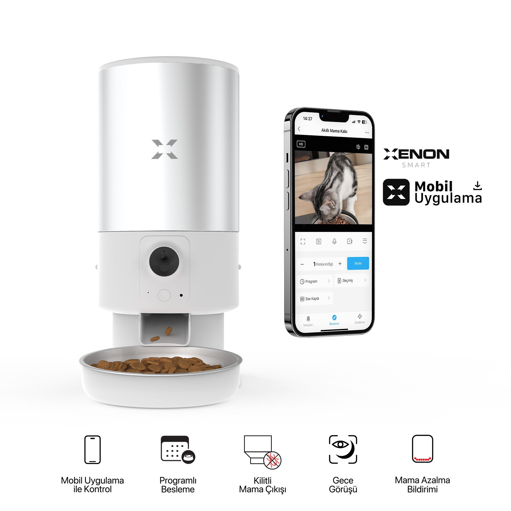 Akıllı Kedi Tuvaleti, Çelik Mama Kabı ve Akıllı Bataryalı Su Pınarı 4'lü Pet Seti