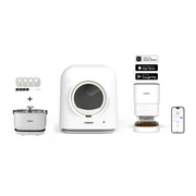 Akıllı Kedi Tuvaleti, Çelik Mama Kabı ve Akıllı Bataryalı Su Pınarı 4'lü Pet Seti