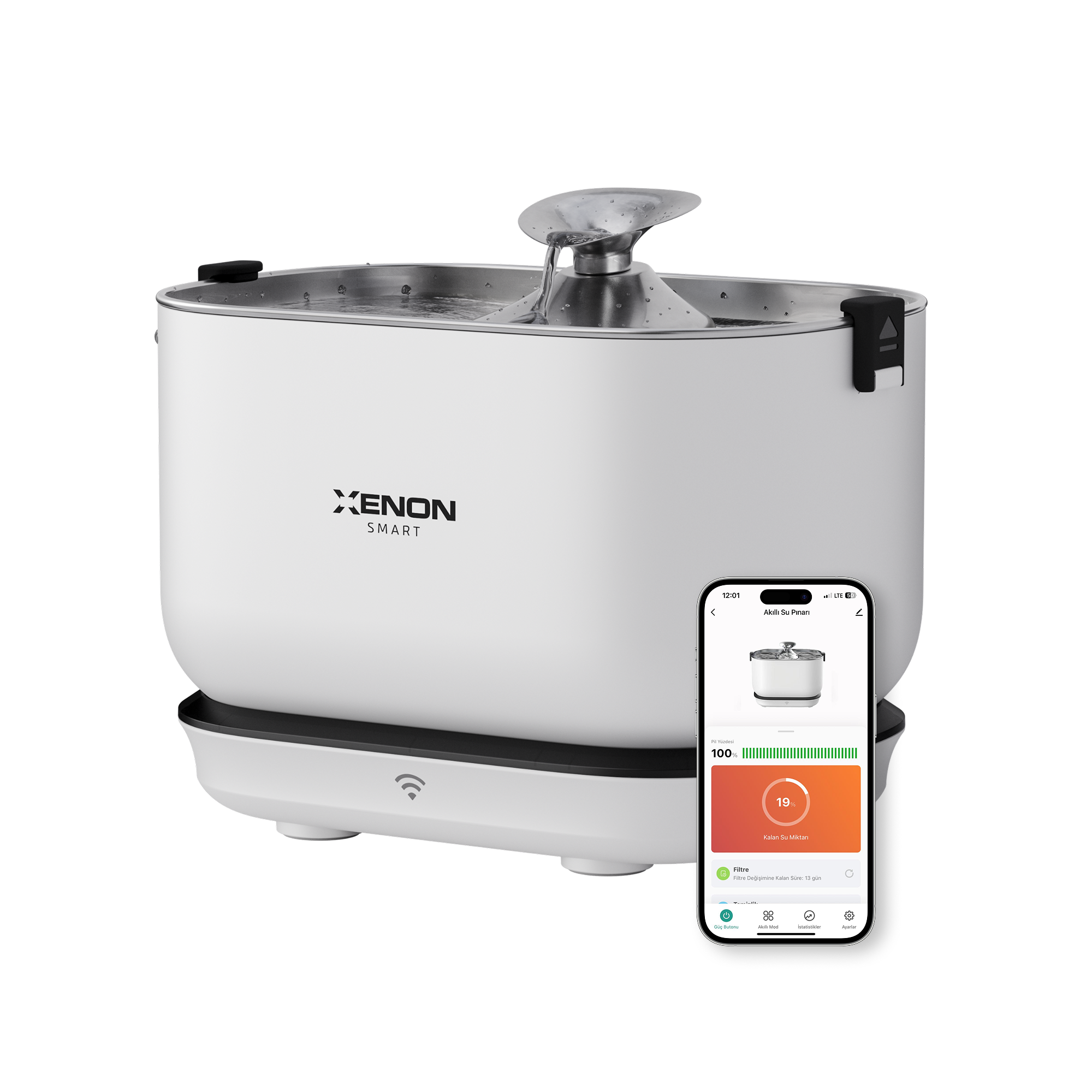 Akıllı Kedi Tuvaleti, Çelik Mama Kabı ve Akıllı Bataryalı Su Pınarı 4'lü Pet Seti