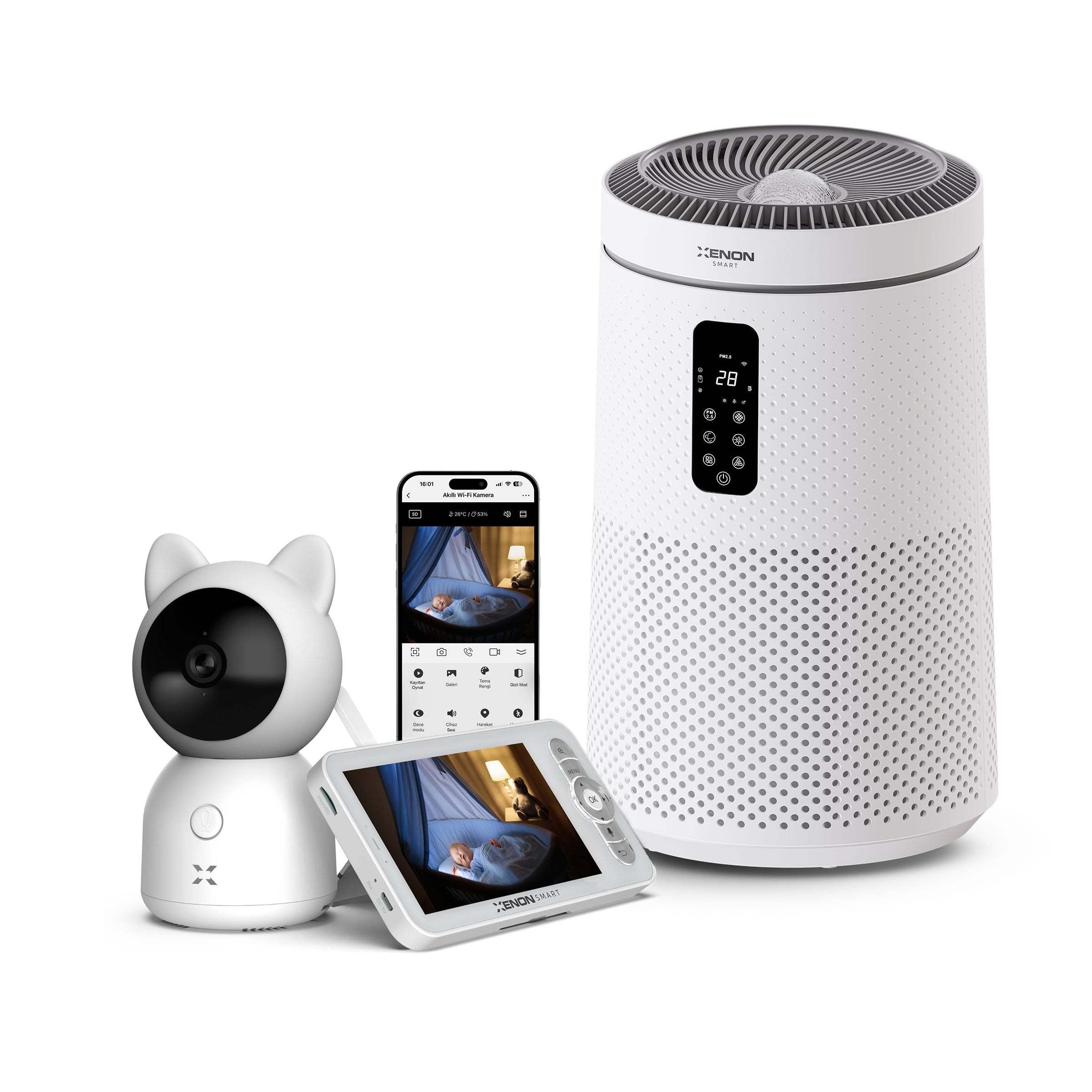 Akıllı Bebek Kamerası ve Hava Temizleyici (Gece Lambalı)