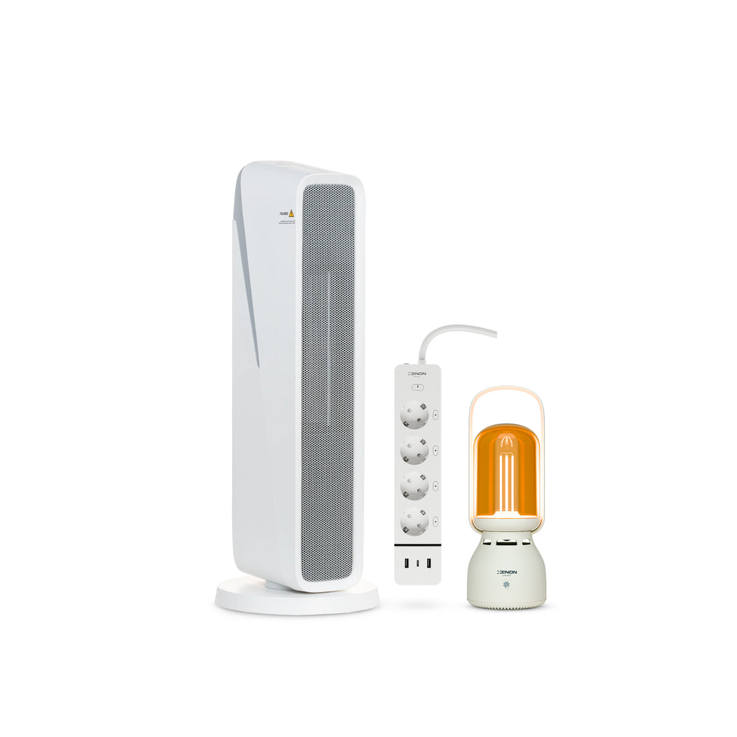 Fanlı Isıtıcı, Çoklu Priz ve Lambalı Hoparlör | 3'lü Set, Wifi, Mobil Kontrol, Akıllı Paket