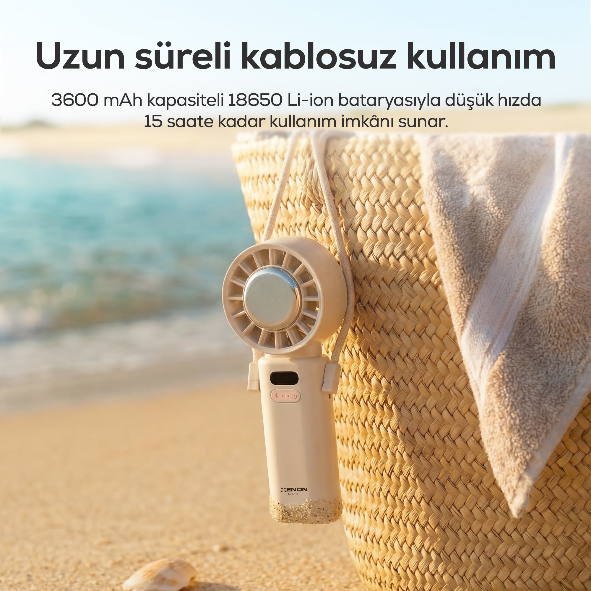 El Vantilatörü | Peltier Soğutma, 100 Kademe, 3600mAh, 8300 RPM, USB-C, Askılı, Pembe (X6111)