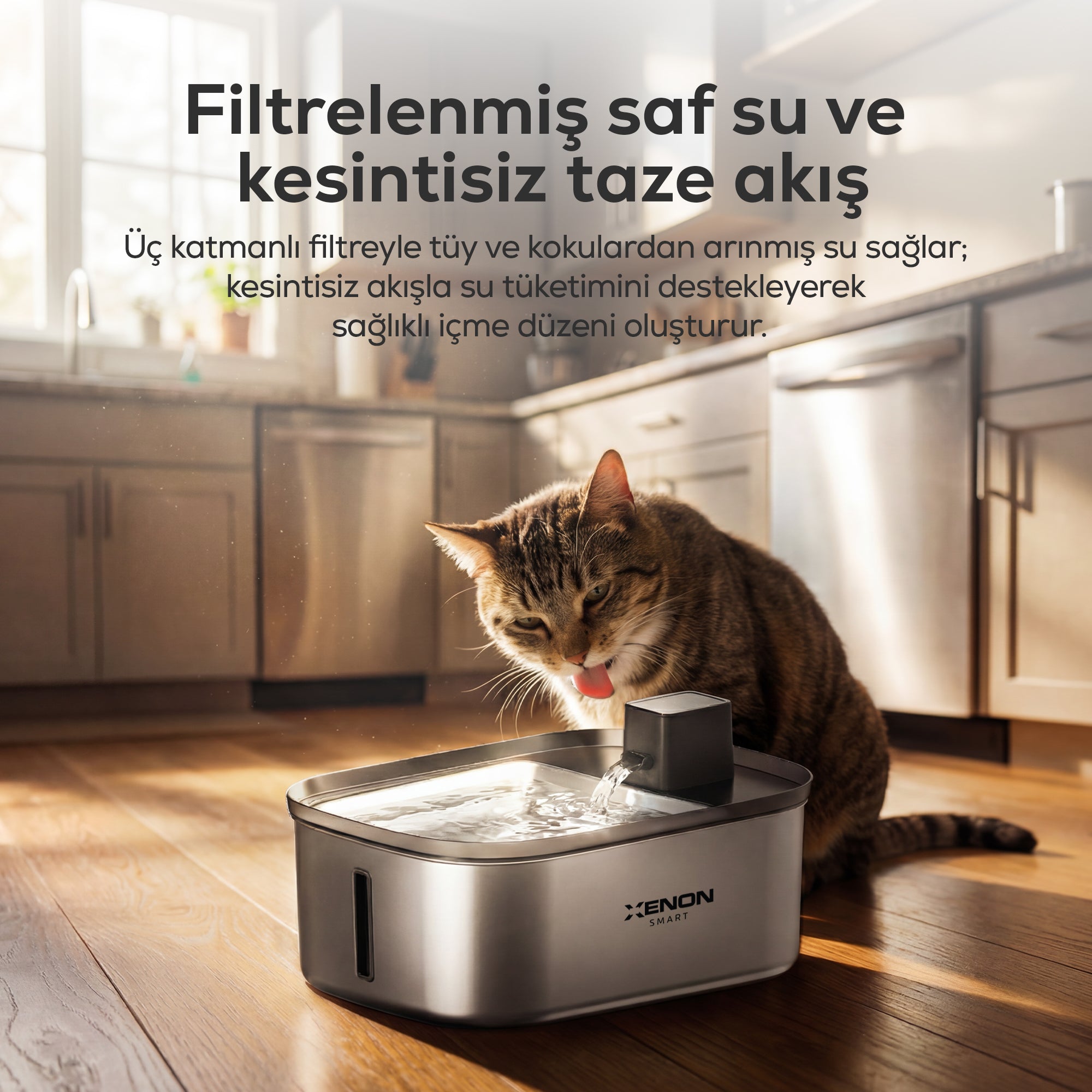 Su Pınarı | Otomatik, 6.5L, Radar Sensörlü, 60 Gün Şarjlı, Çelik İç Yüzey, Tüm Patilere Uygun (X8658)