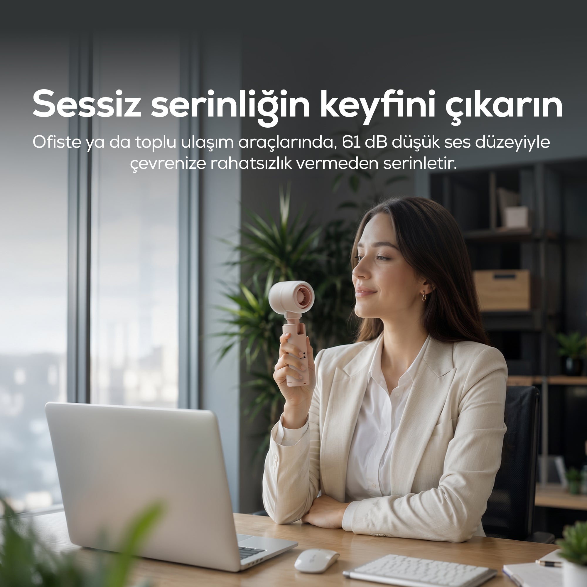 El Fanı | Taşınabilir, 14000 RPM, 7 Saat Şarjlı, 5 Kademe, Mini Vantilatör, (X6101)
