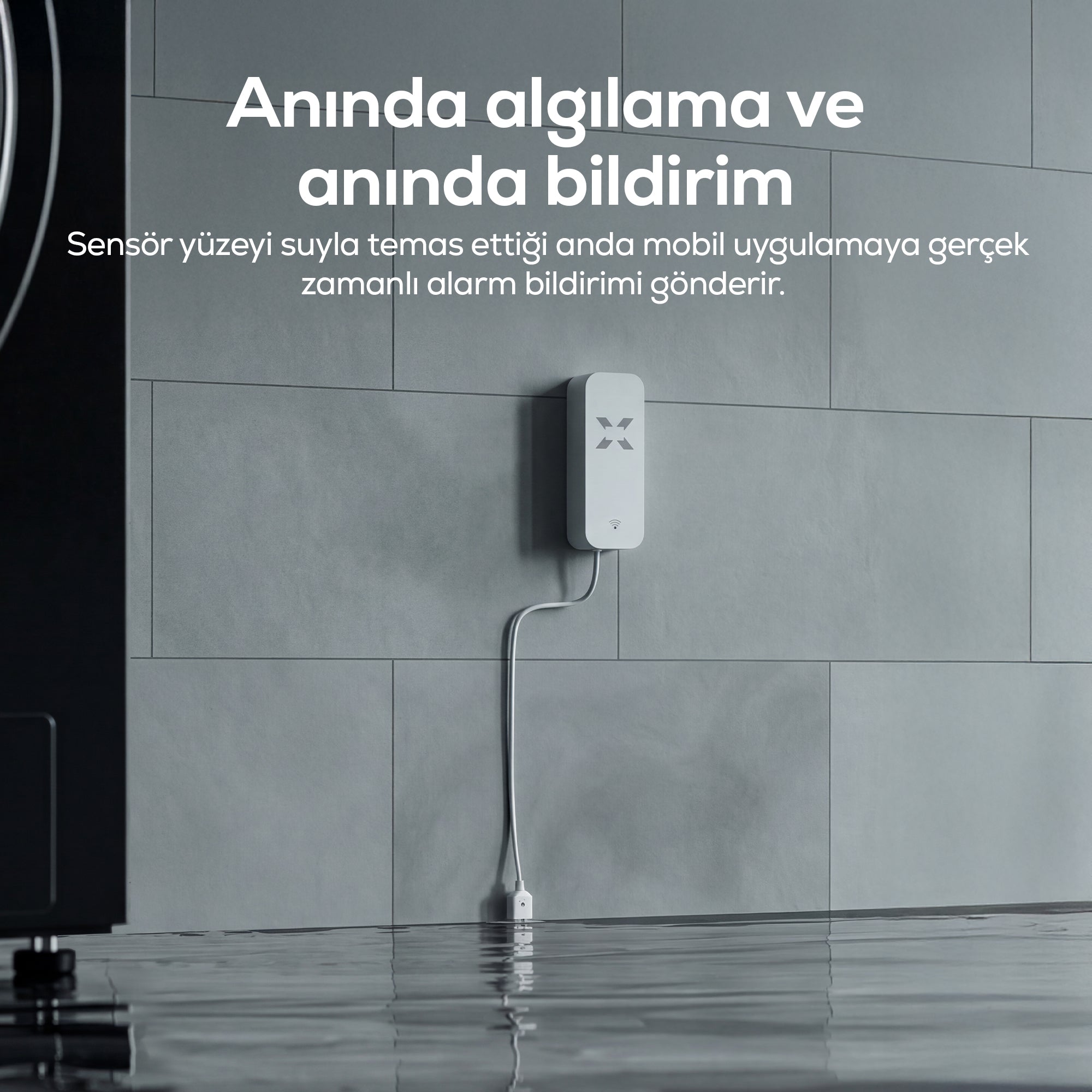Su Seviye Sensörü | WiFi, Taşkın Alarmı, Pilli, Mobil Bildirimli, Akıllı Su Sızıntı Sensörü (X7506)