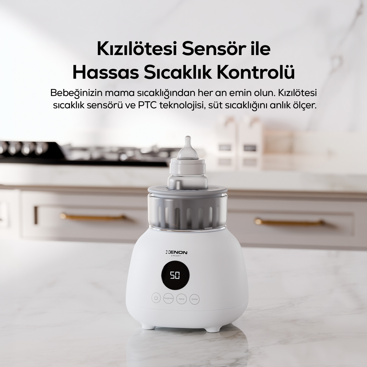 Biberon Isıtıcı | Anne Sütü Çözdürme, Karıştırıcılı, Hassas Sıcaklık, Geniş Biberon Uyumlu (X1003)