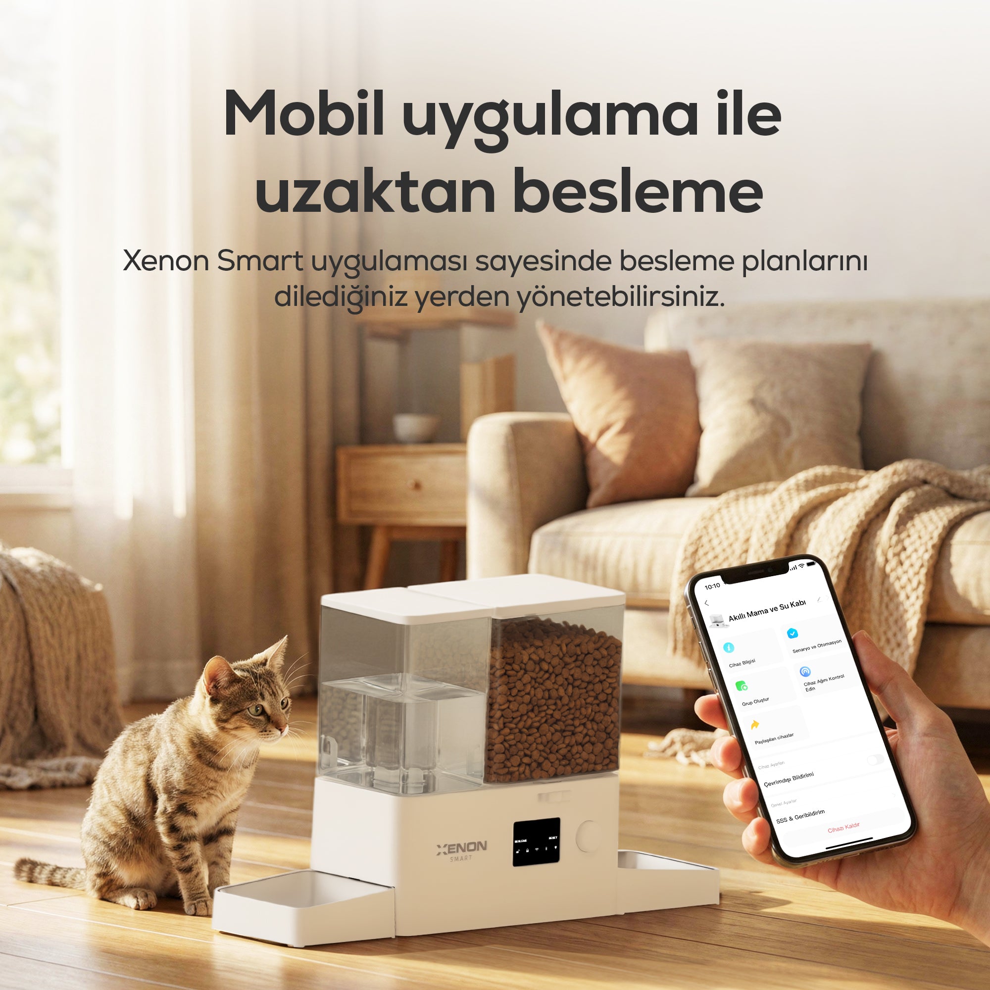 Otomatik Mama ve Su Kabı | Akıllı 2 in 1 Besleyici, WiFi, Çelik Kase, 3.5L/2L, Sessiz Sifon (X8616)