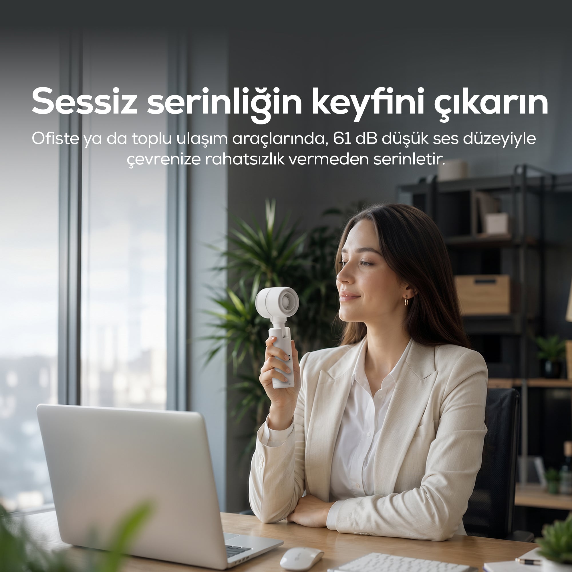 El Fanı | Taşınabilir, 14000 RPM, 7 Saat Şarjlı, 5 Kademe, Mini Vantilatör, (X6101)
