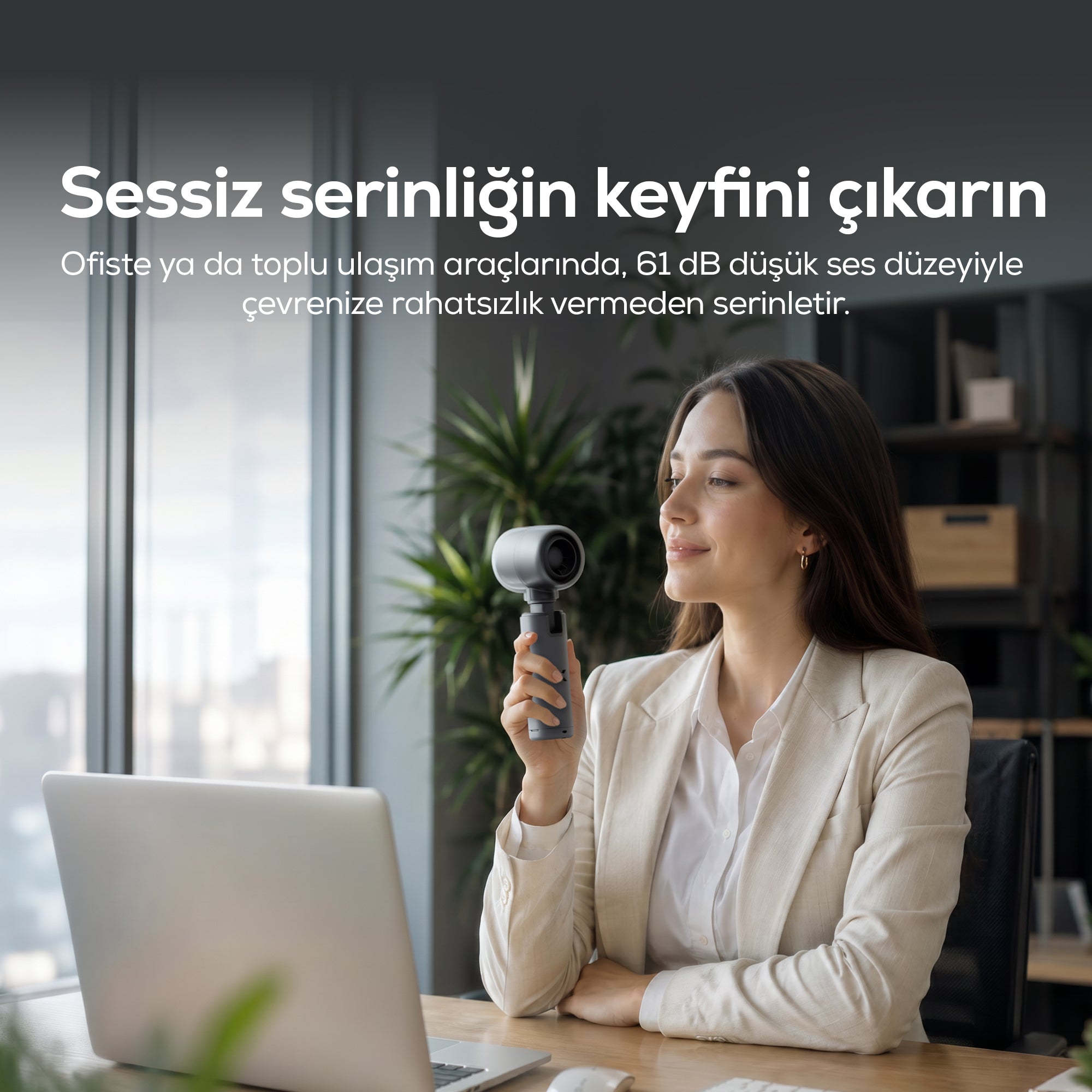 El Fanı | Taşınabilir, 14000 RPM, 7 Saat Şarjlı, 5 Kademe, Mini Vantilatör, (X6101)