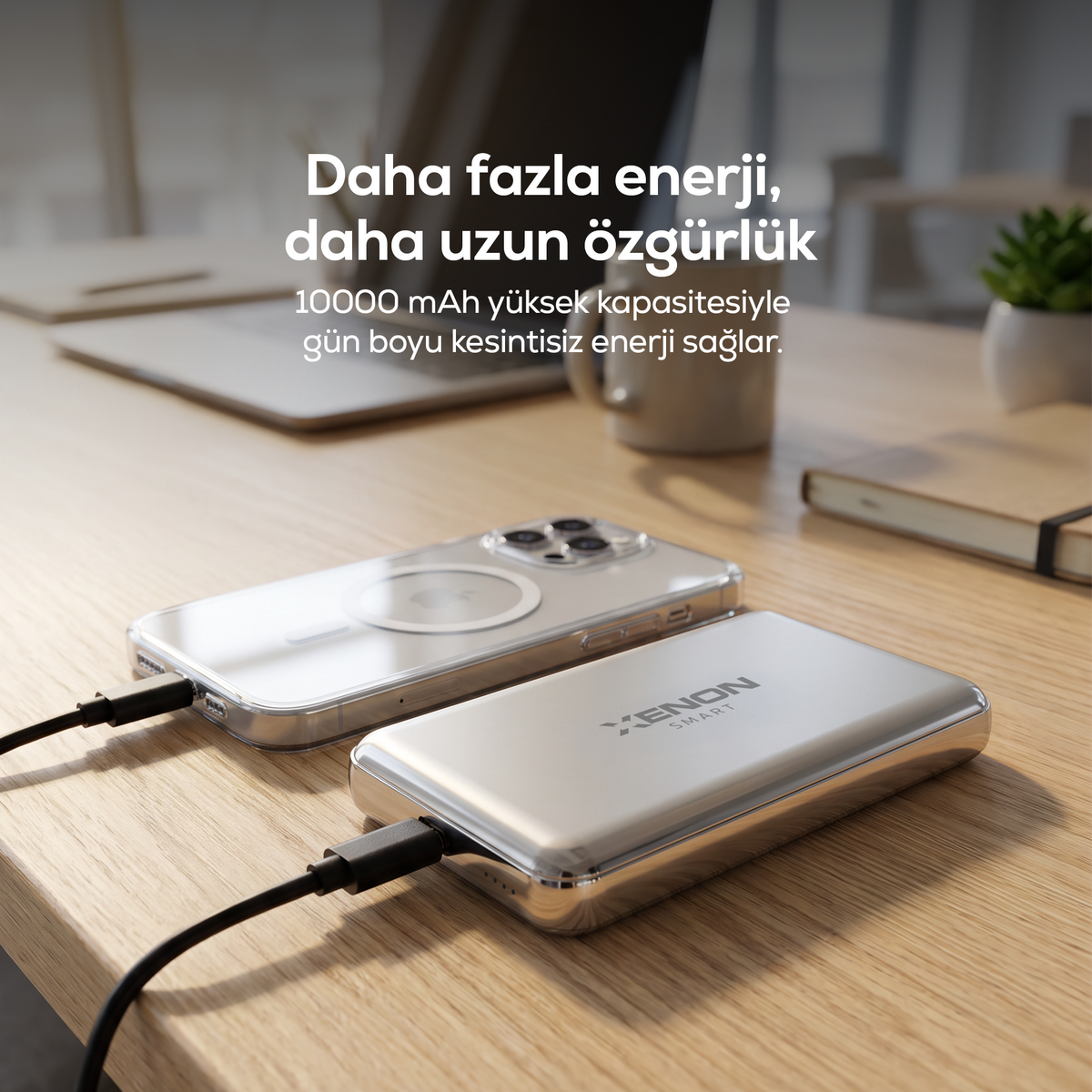 MagSafe Powerbank | 10000 mAh, 15W Kablosuz, 22.5W Hızlı Şarj, Alüminyum Kasa (X6441)