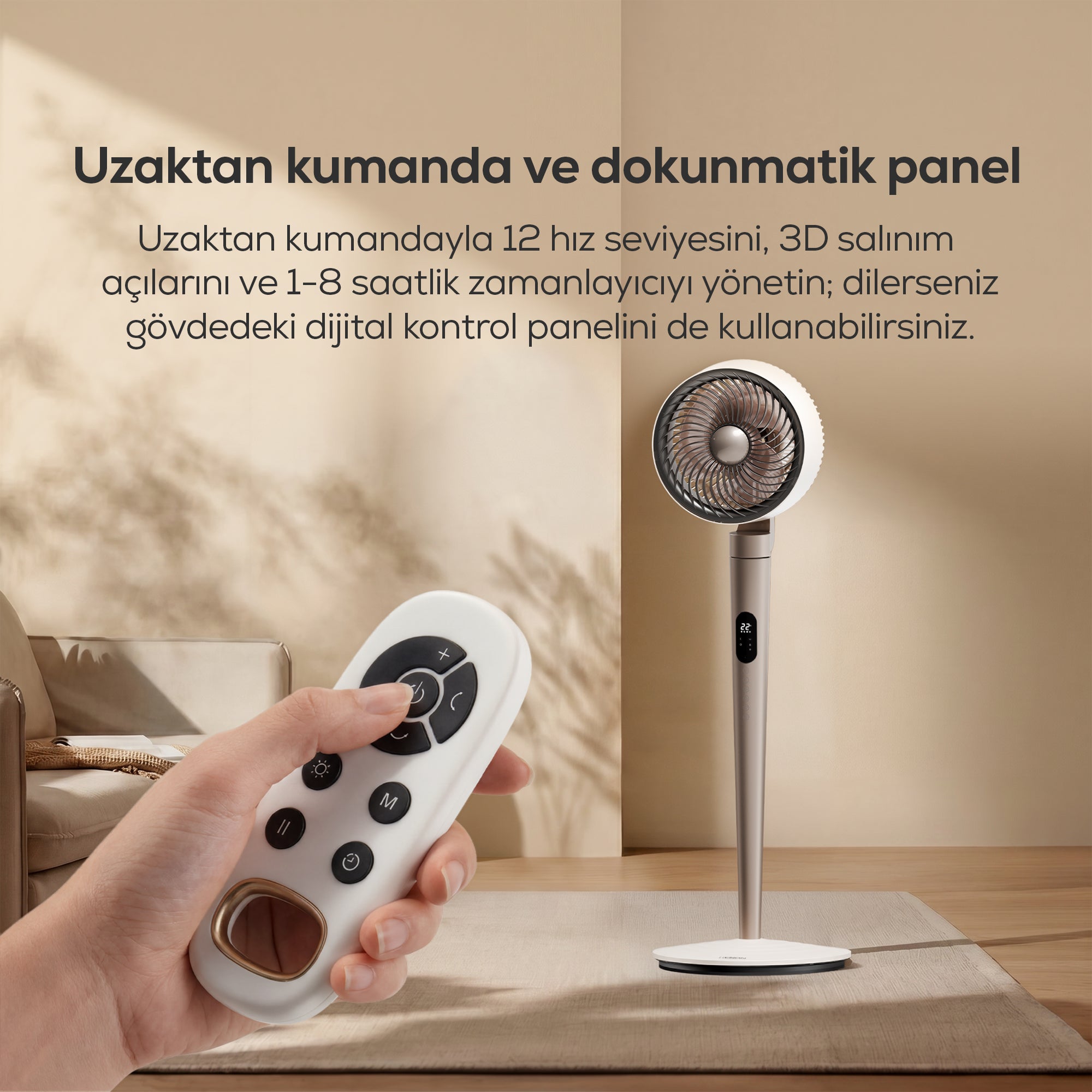 Ayaklı Vantilatör Air Pro | Akıllı, Sıcaklık Sensörlü, 3D Salınım, Işıklı (X7432)