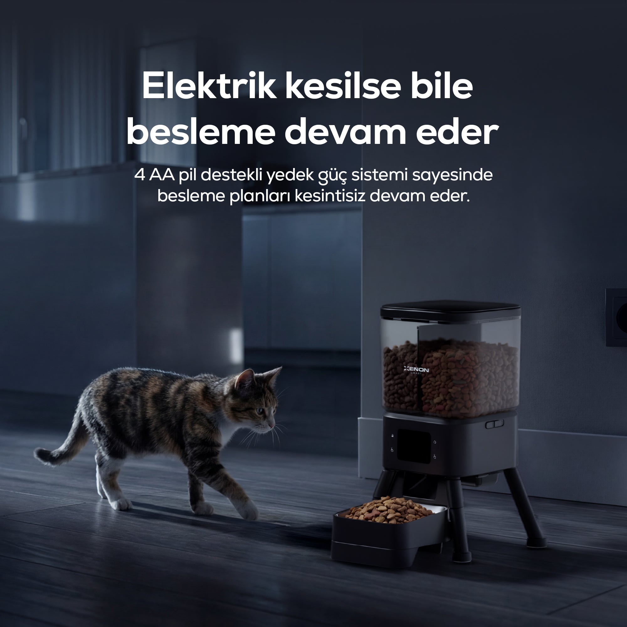 Akıllı Otomatik Mama Kabı Çift Hazneli 4L, Su Pınarı 2.8L Siyah 2'li Set
