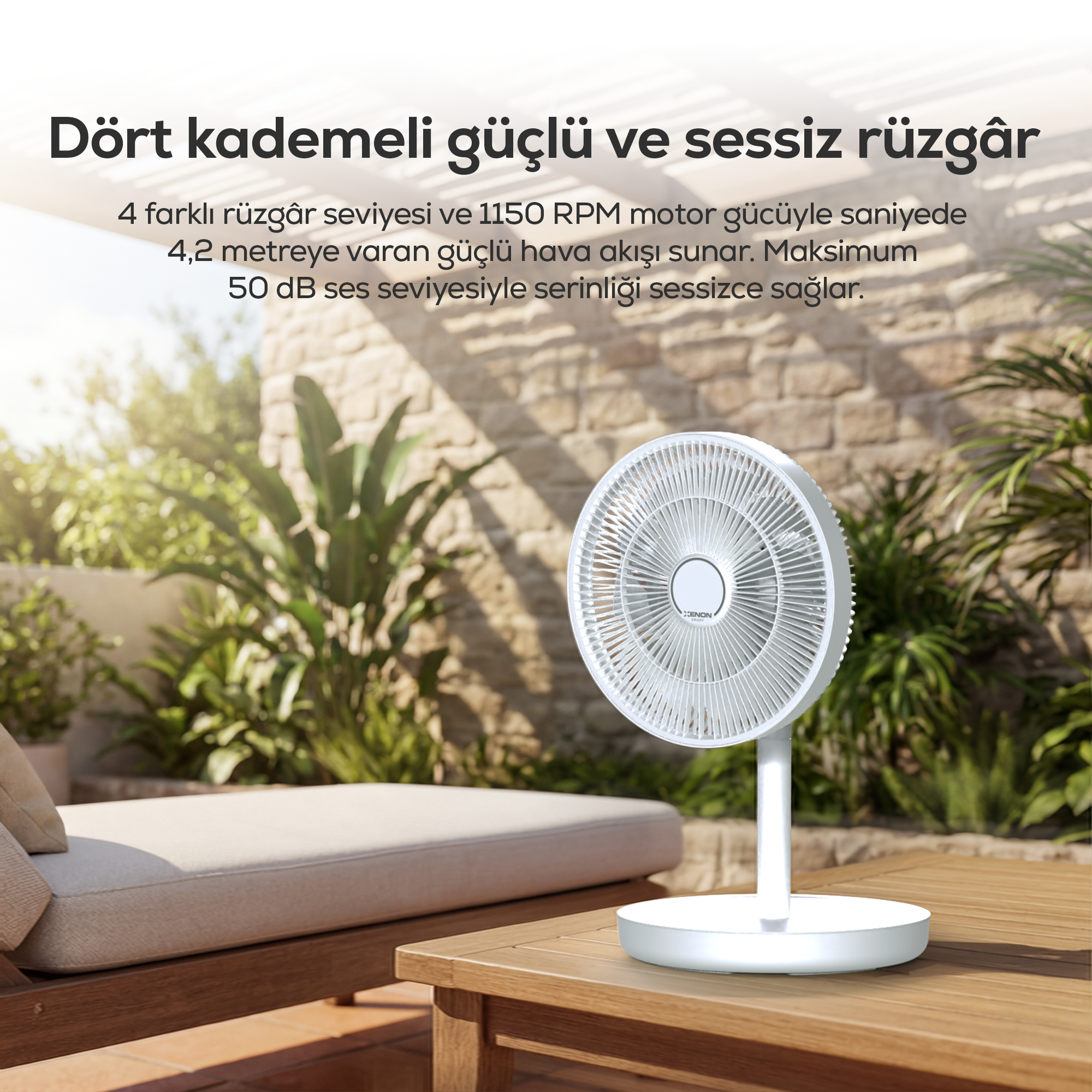 Taşınabilir Vantilatör | 6000 mAh, Bataryalı, Kumandalı, Otomatik Salınım, Boy Ayarlı (X7435)