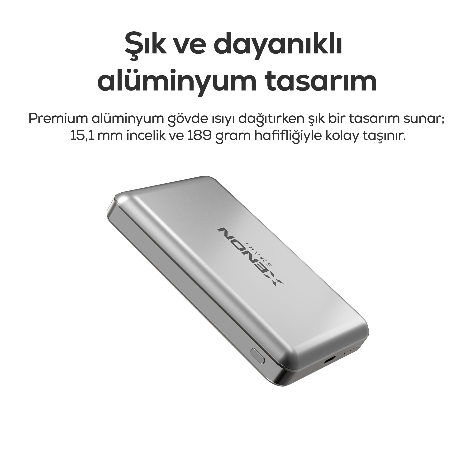 MagSafe Powerbank | 10000 mAh, 15W Kablosuz, 22.5W Hızlı Şarj, Alüminyum Kasa (X6441)