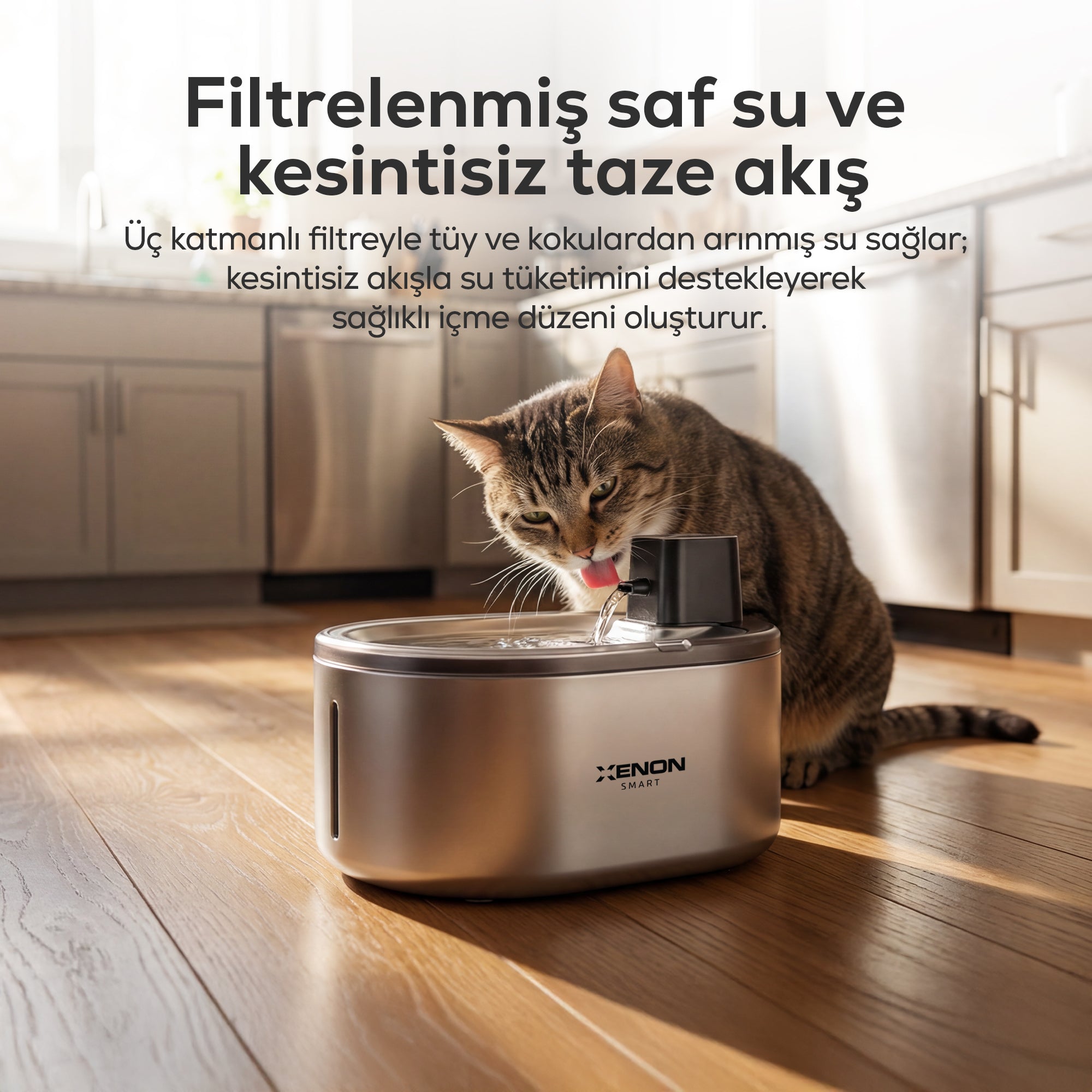 Su Pınarı | Otomatik 4L, Radar Sensörlü, 3 Katmanlı Filtre, 60 Gün Şarjlı, Çelik İç Yüzey (X8657)