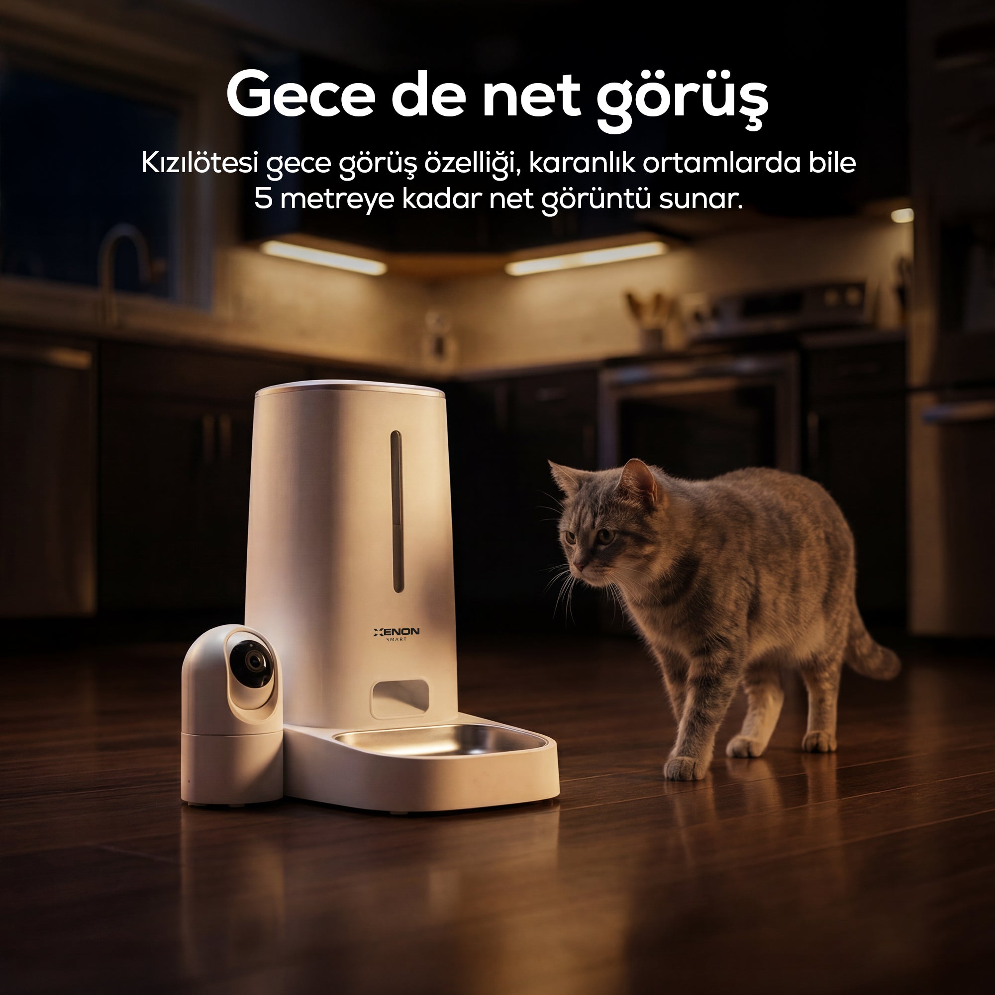 Akıllı Mama Kabı (Kameralı) | 2MP Gece Görüş, WiFi Mobil Kontrol, Çelik Kase, Çift Yönlü Ses (X8610)