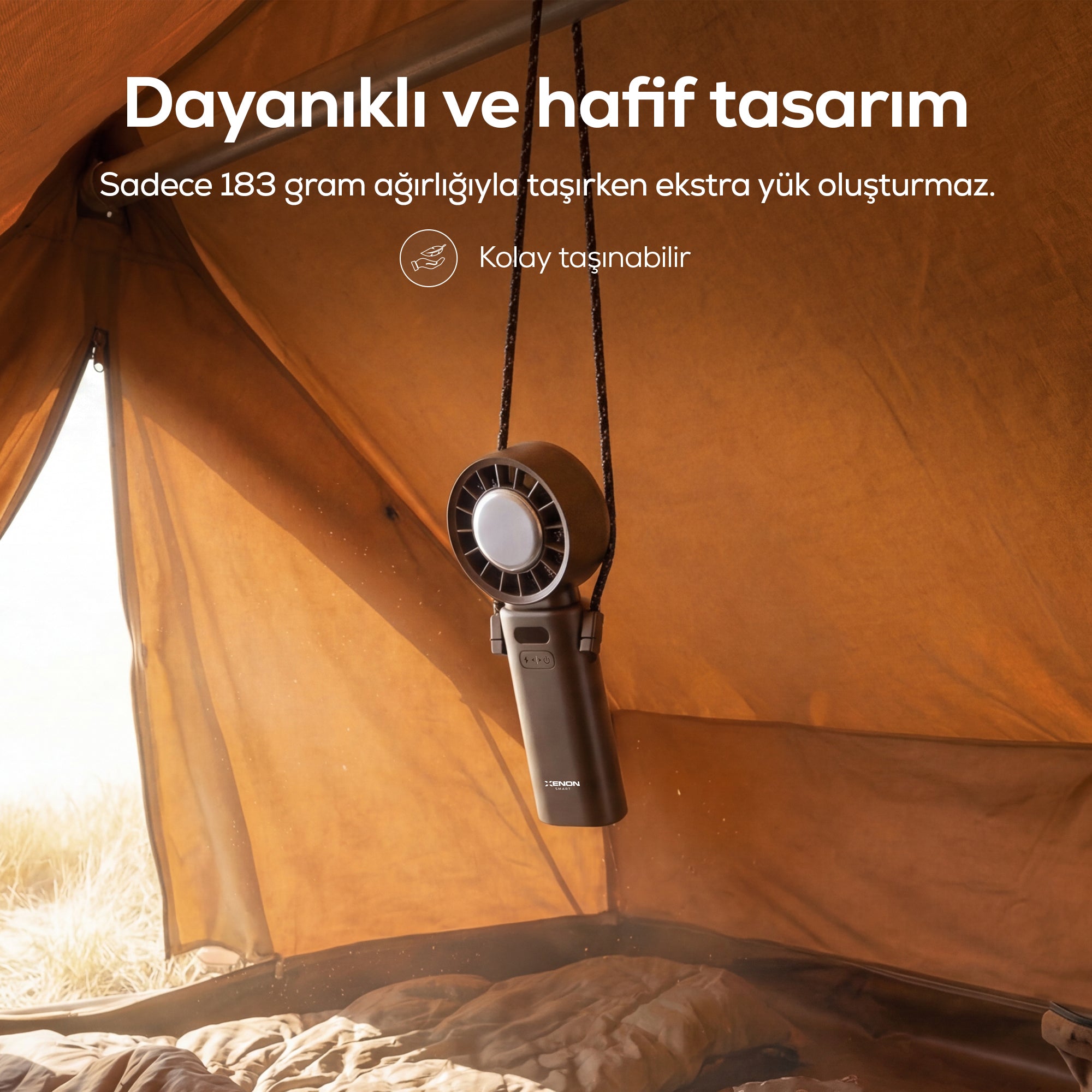 El Vantilatörü | Peltier Soğutma, 100 Kademe, 3600mAh, 8300 RPM, USB-C, Askılı, Gri (X6111)