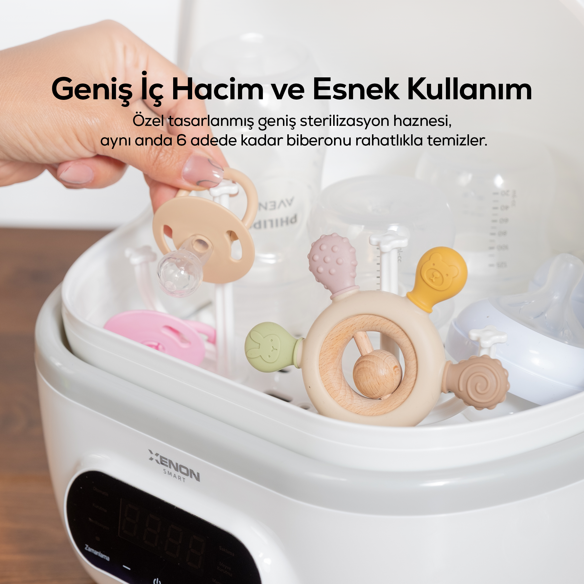 Çok Fonksiyonlu Biberon Sterilizatörü ve Kurutucu – Buharlı, Mama Isıtıcılı, Wi-Fi Akıllı Kontrol (X1001)