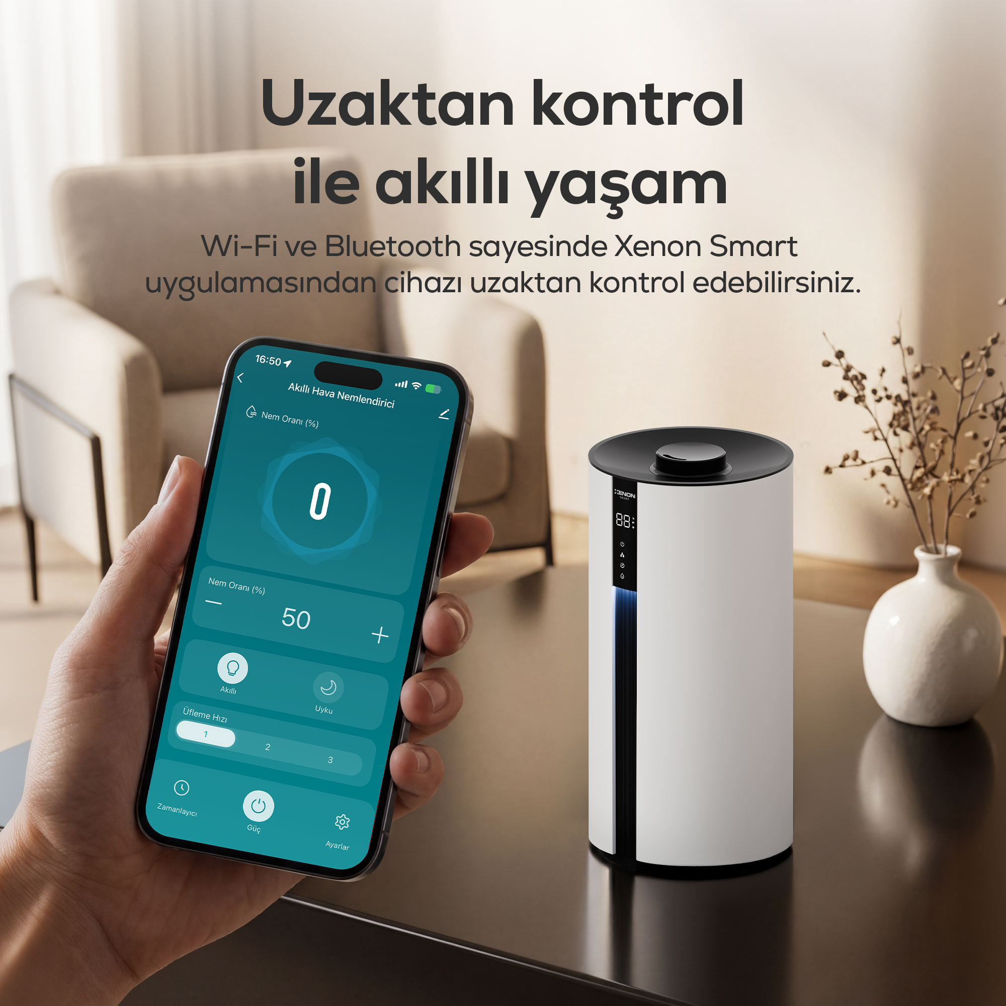 Akıllı Hava Nemlendirici Lite | UV Hijyen, 3.5L, WiFi, Soğuk Buhar, Modlu (X7450)