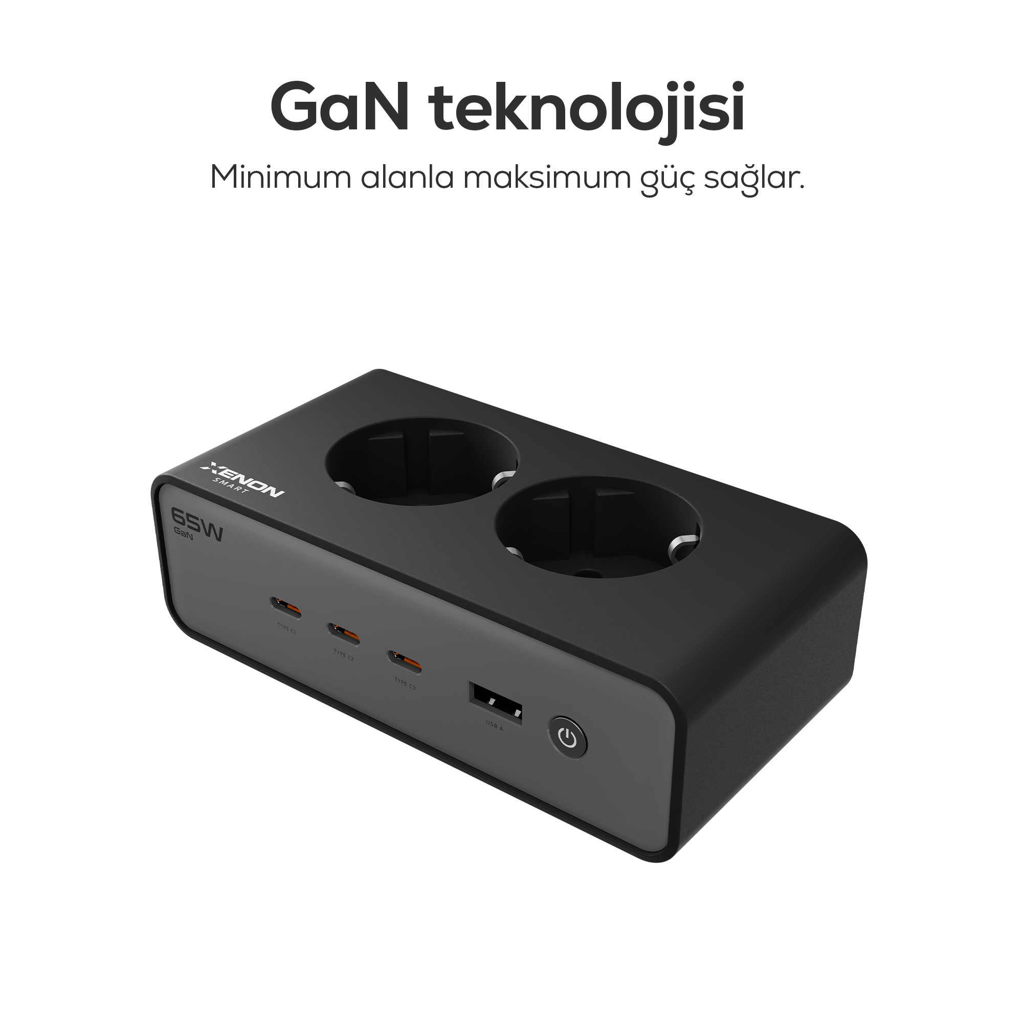 Masaüstü Priz Hızlı Şarj İstasyonu 6 in 1 | 4000W AC, 65W 3xUSB-C, 1 USB-A, 100W Type-C Kablo (X6423)