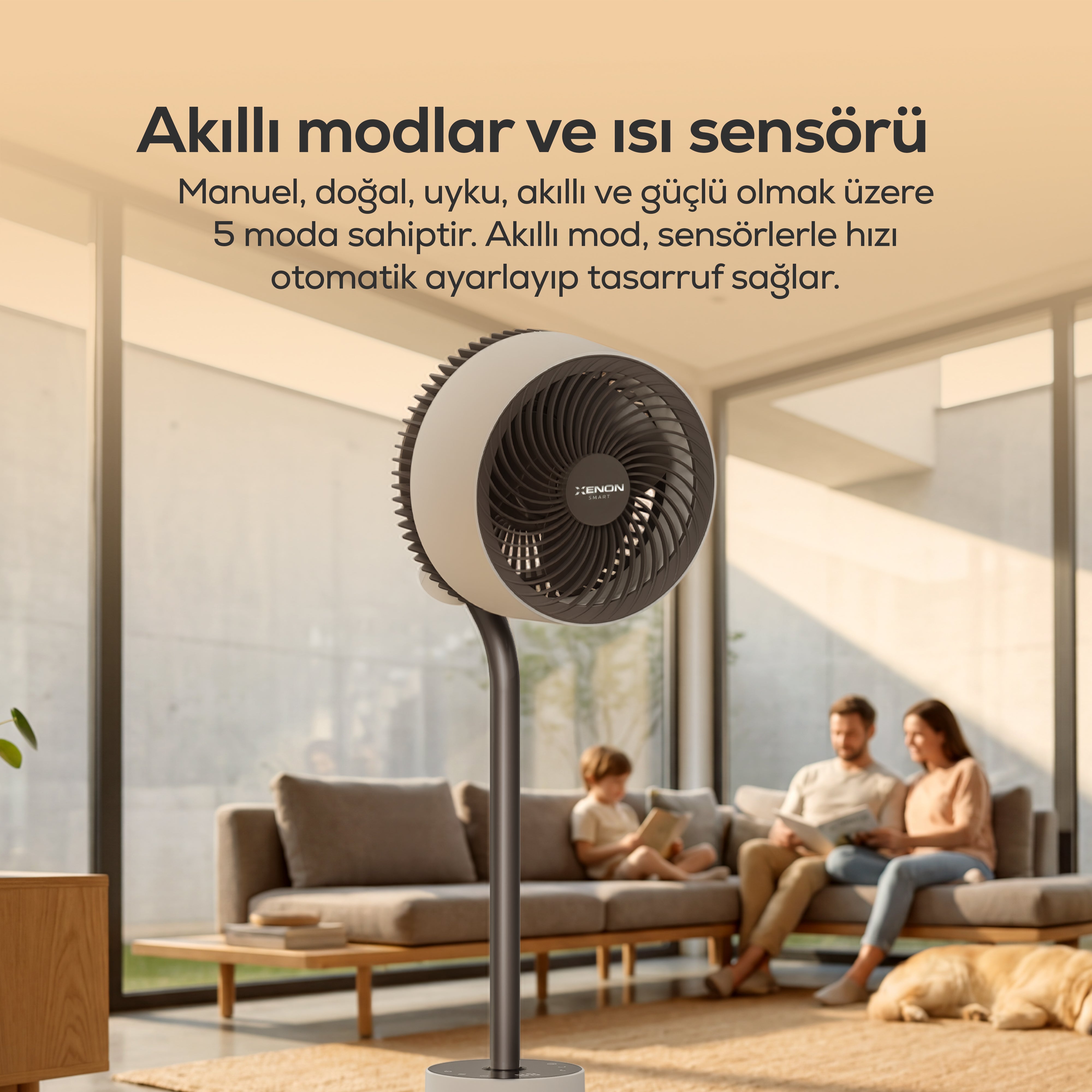 Ayaklı Vantilatör Air Luxe | Akıllı, 120° 3D Salınım, Sıcaklık Sensörlü, 12s Zamanlayıcı (X7433)