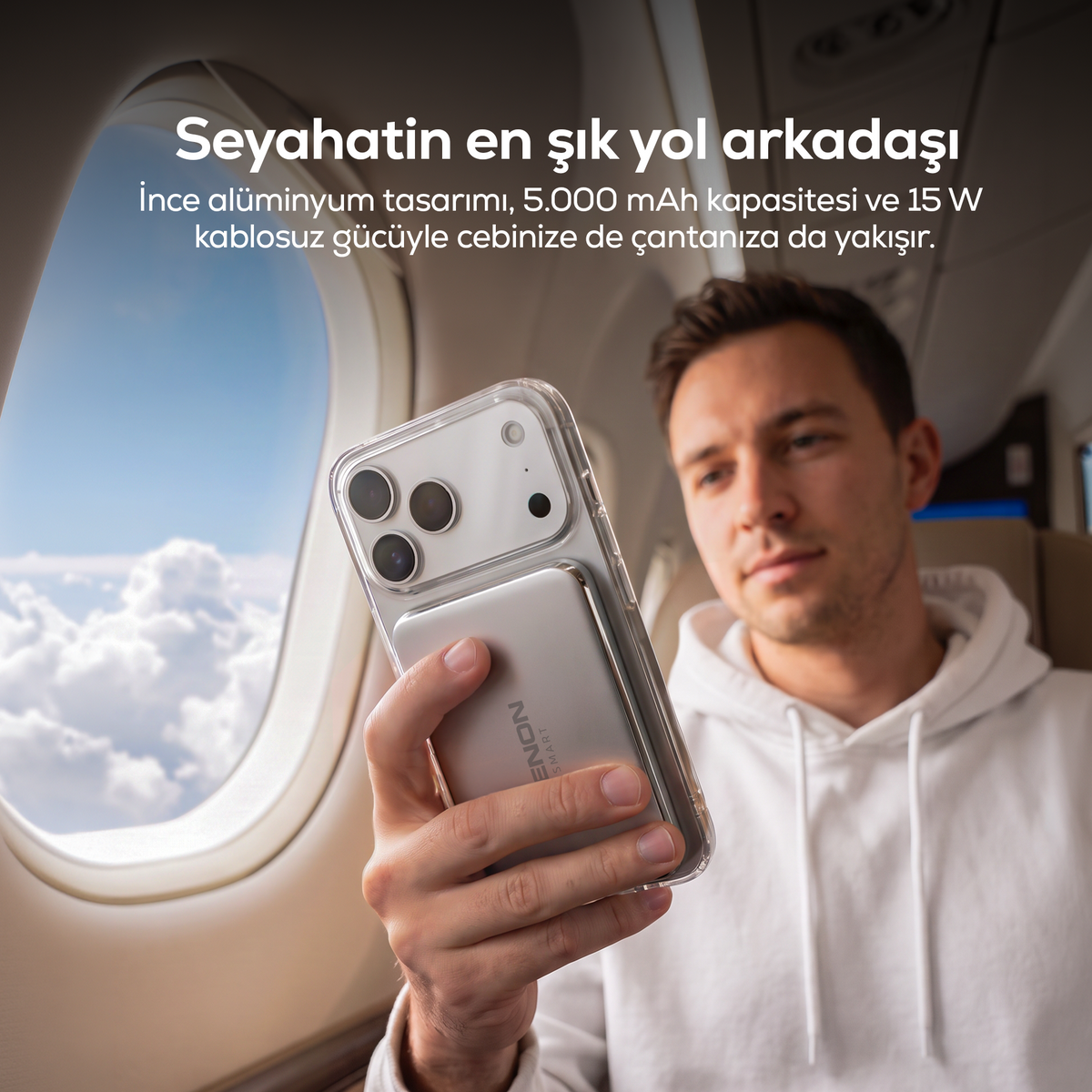 Kablosuz Powerbank 15W | 5000 Mah, Manyetik, 22.5W PD USB-C, İnce Alüminyum Gövde (X6440)