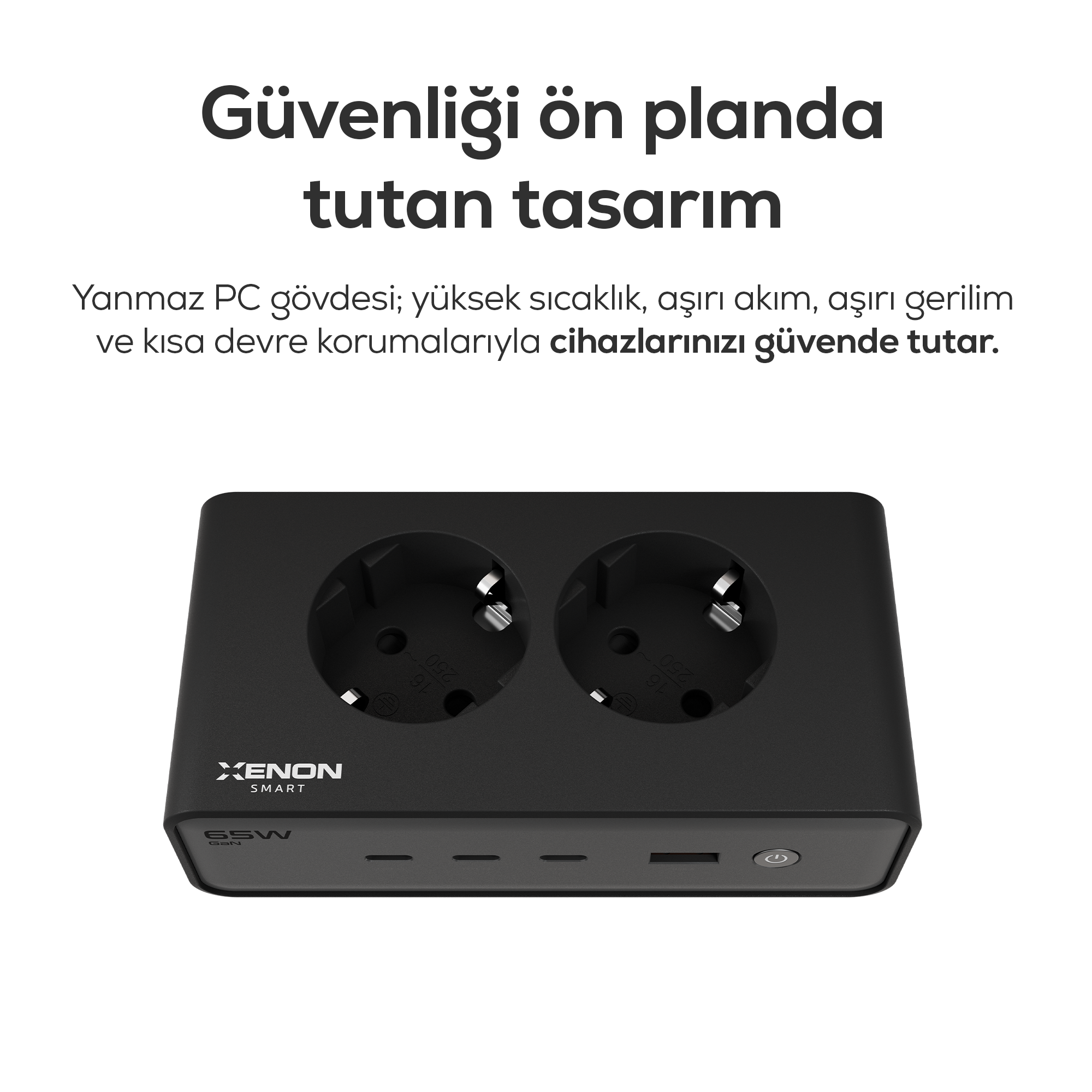 Masaüstü Priz Hızlı Şarj İstasyonu 6 in 1 | 4000W AC, 65W 3xUSB-C, 1 USB-A, 100W Type-C Kablo (X6423)